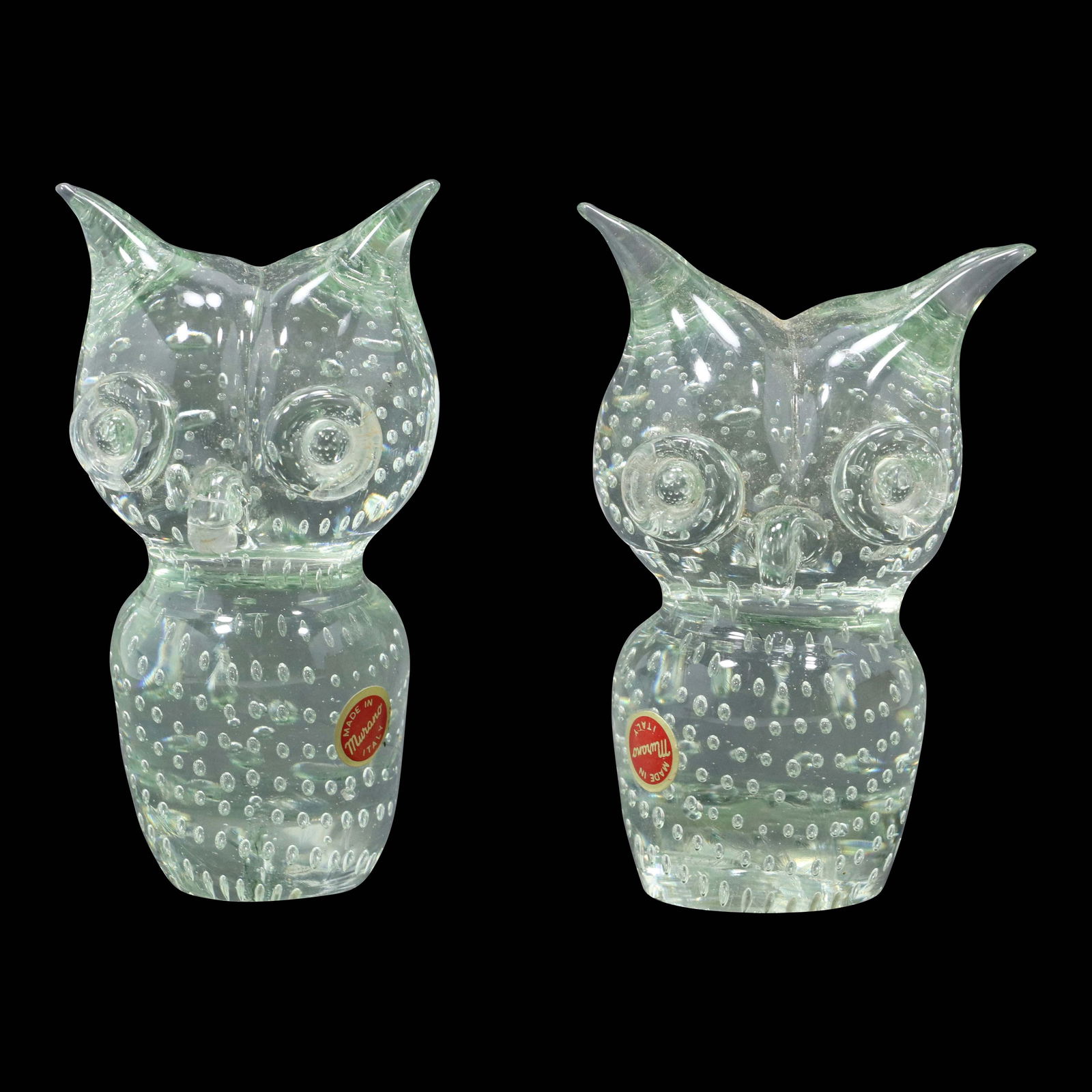 2 Murano Italian Art Glass OWL Figures Control Bubbles (1 of 9)