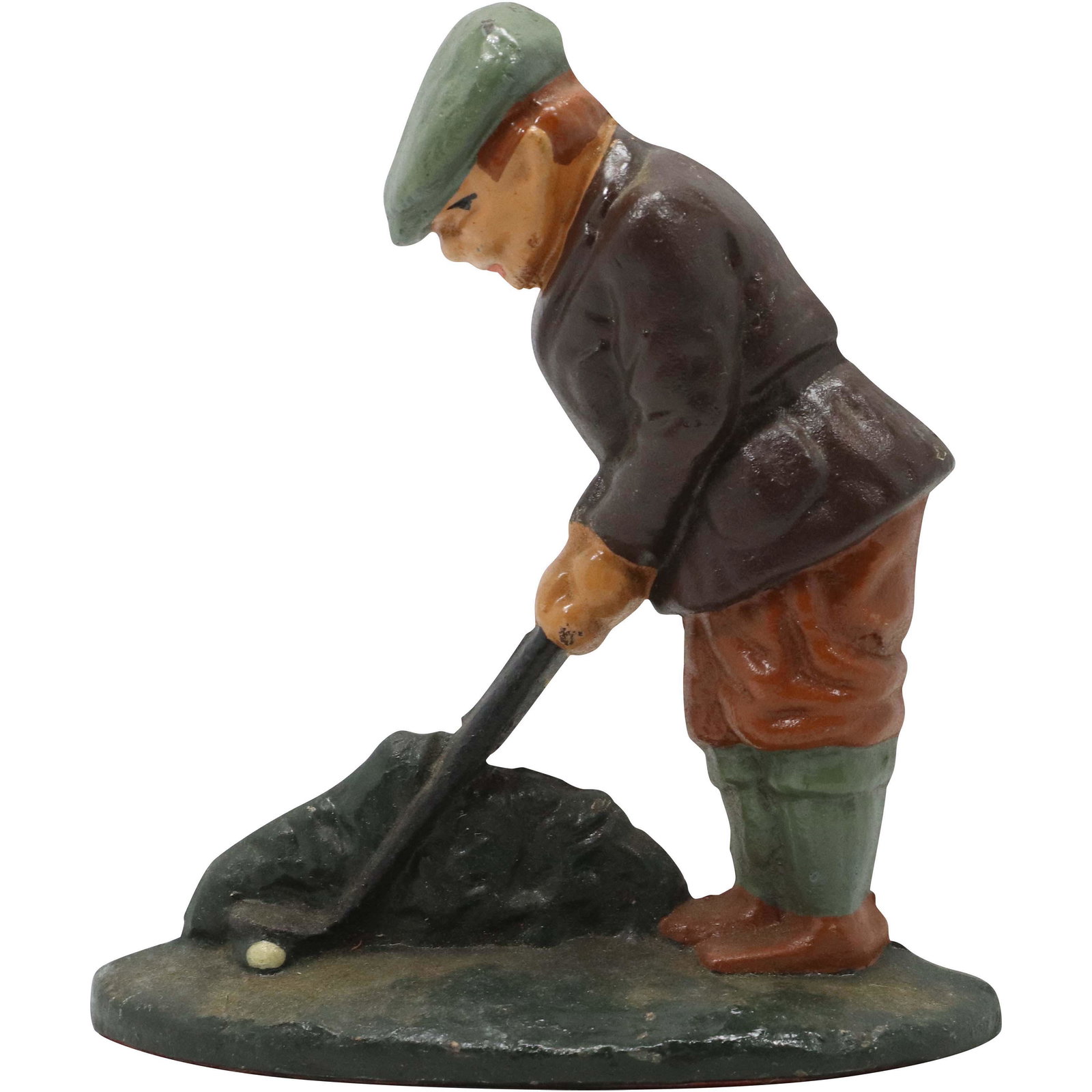 Novelty Cast Iron GOLFER Figure Doorstop Original Paint (1 of 5)