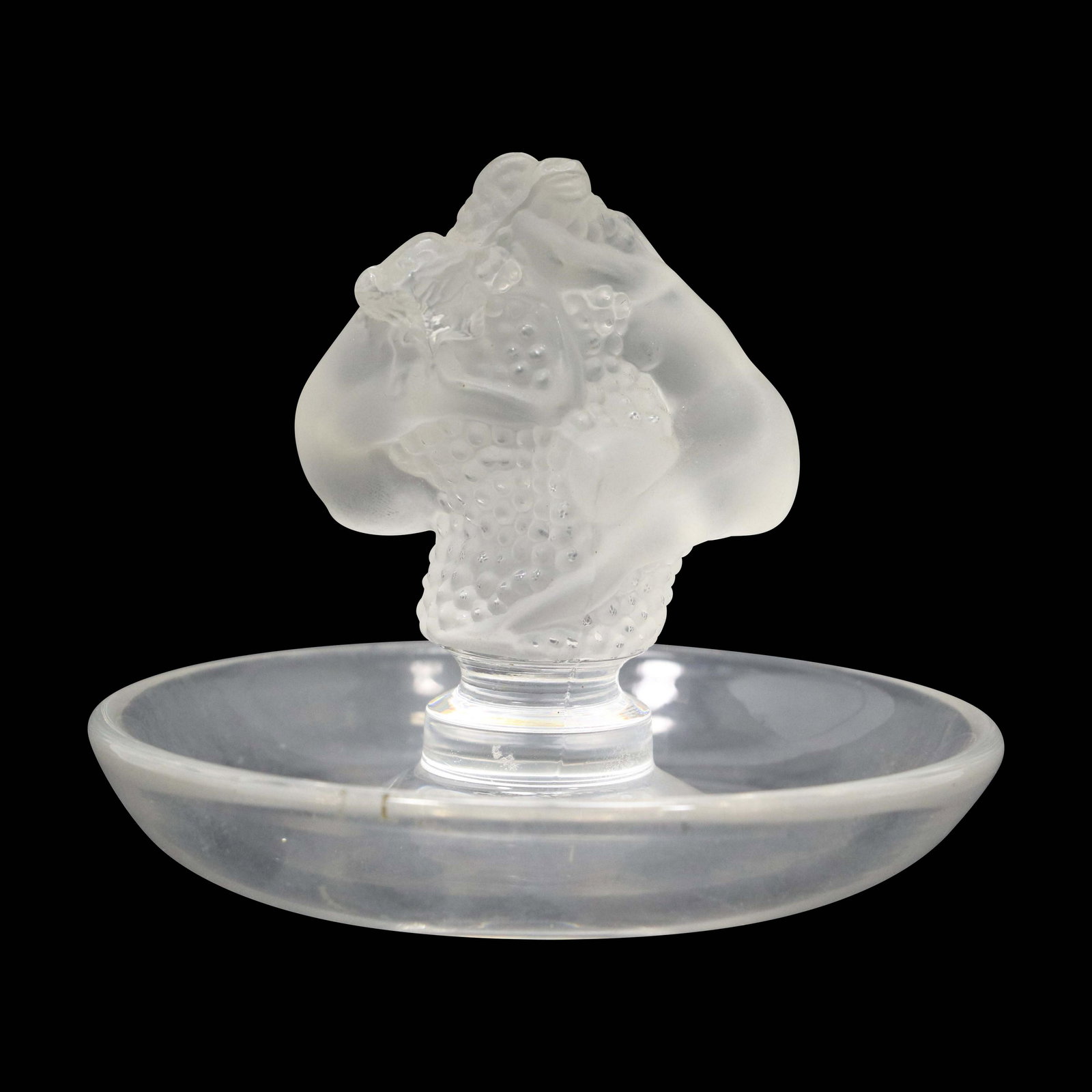 Signed LALIQUE FRANCE Satin & Clear Glass Ring Holder (1 of 7)