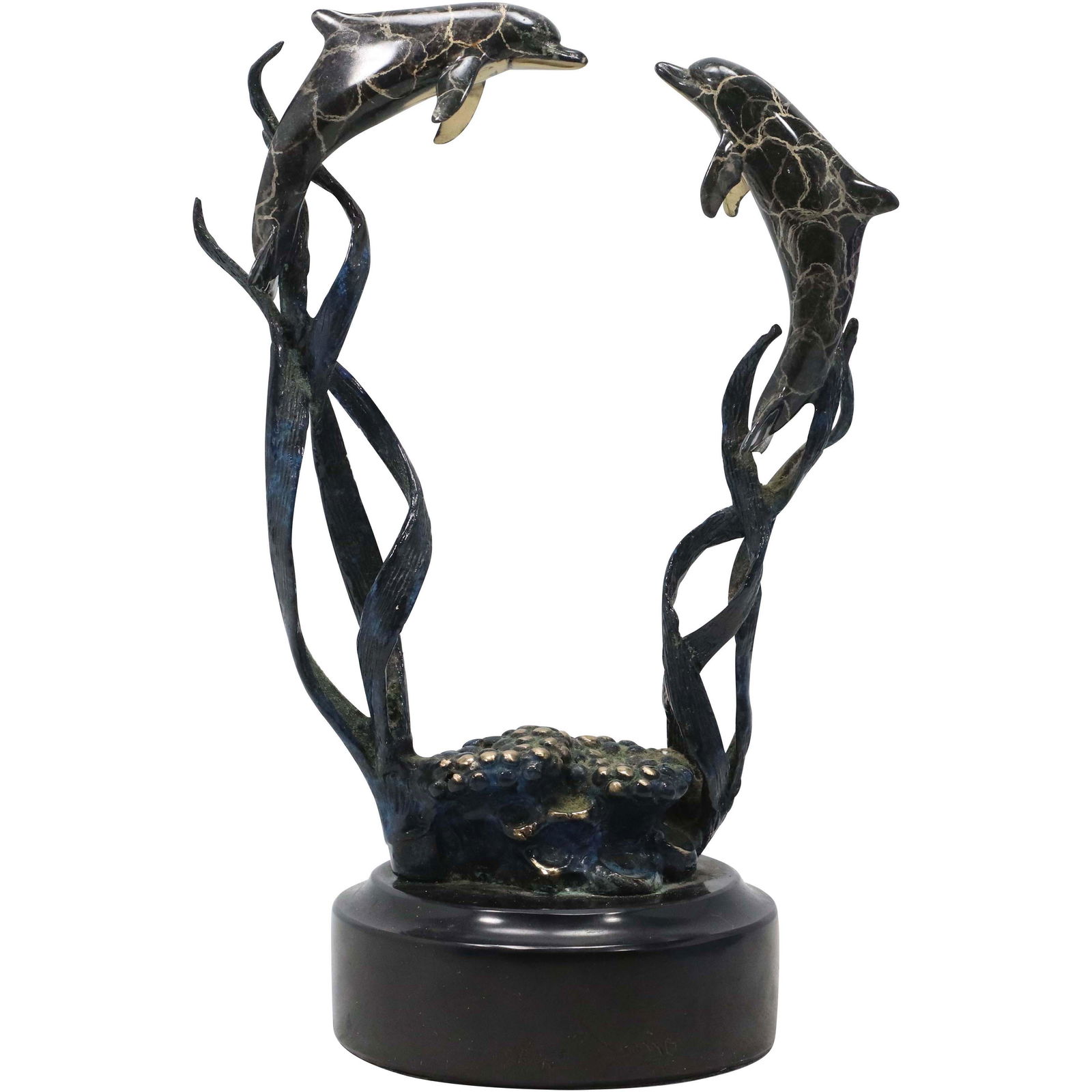 Signed Donjo Three Dolphins Hawaiian Bronze Sculpture (1 of 9)