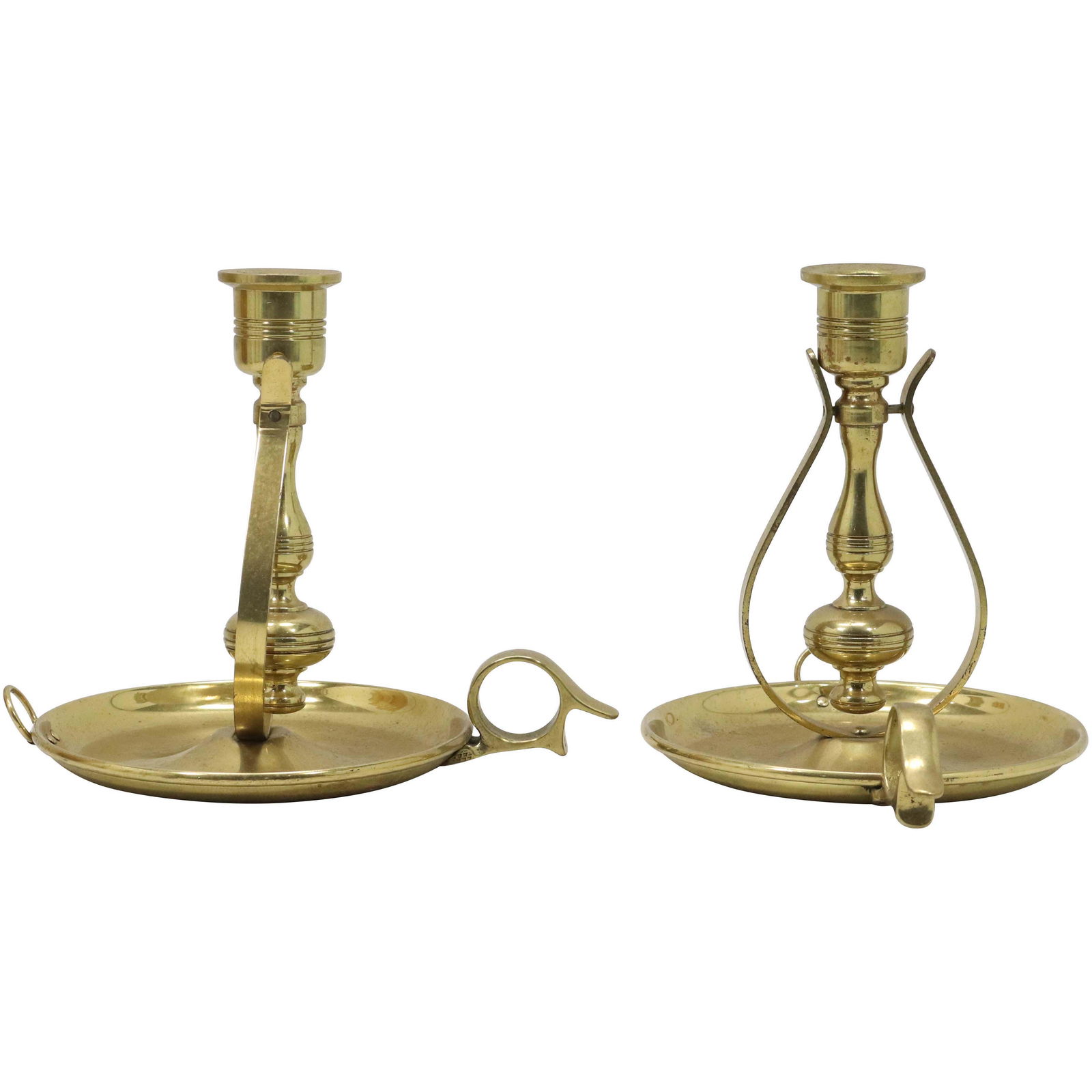 2 Lacquered Brass Ship Balancing Chamber Candlesticks (1 of 7)