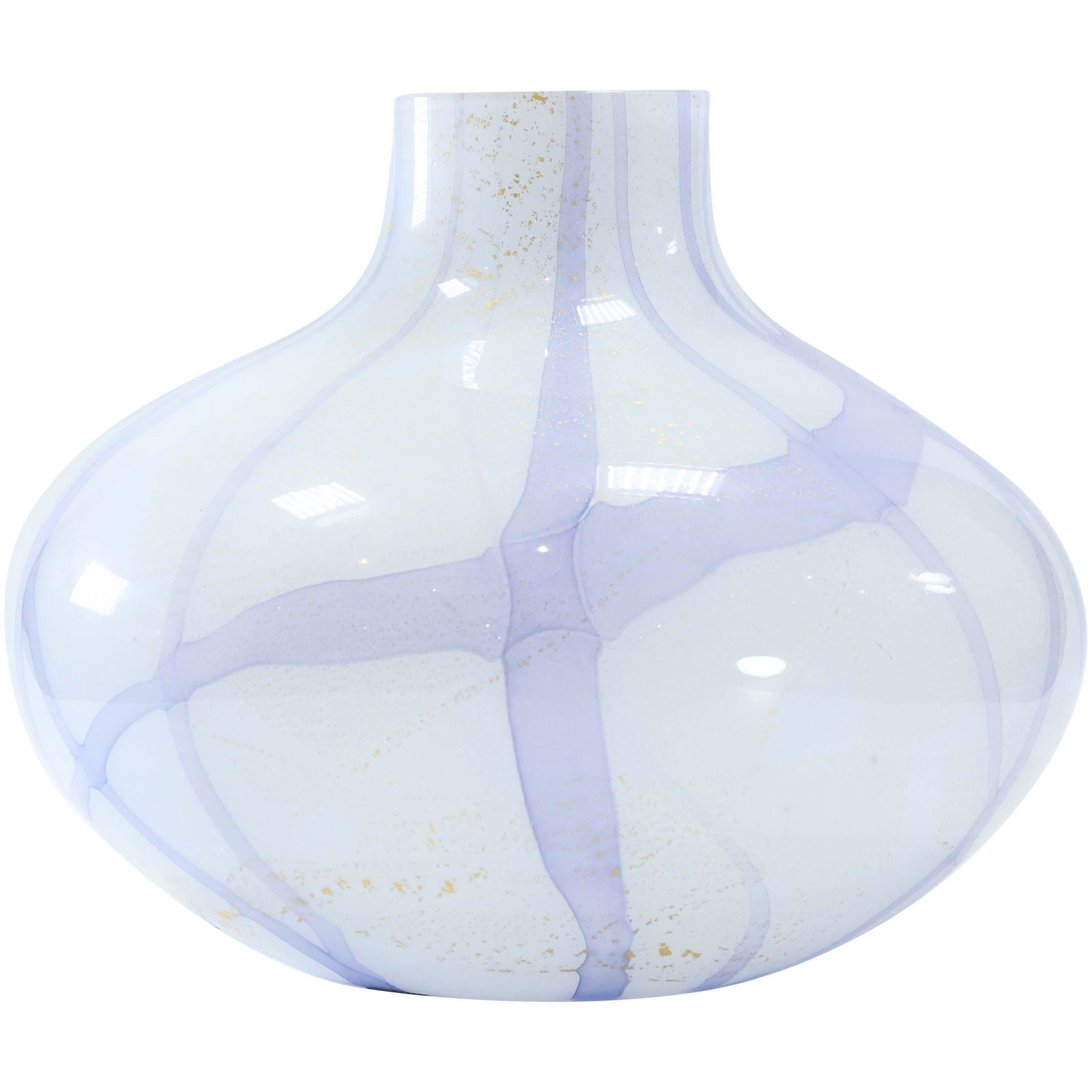 Mid-Century Gourd Shaped Vase White, Amethyst Veins (1 of 5)