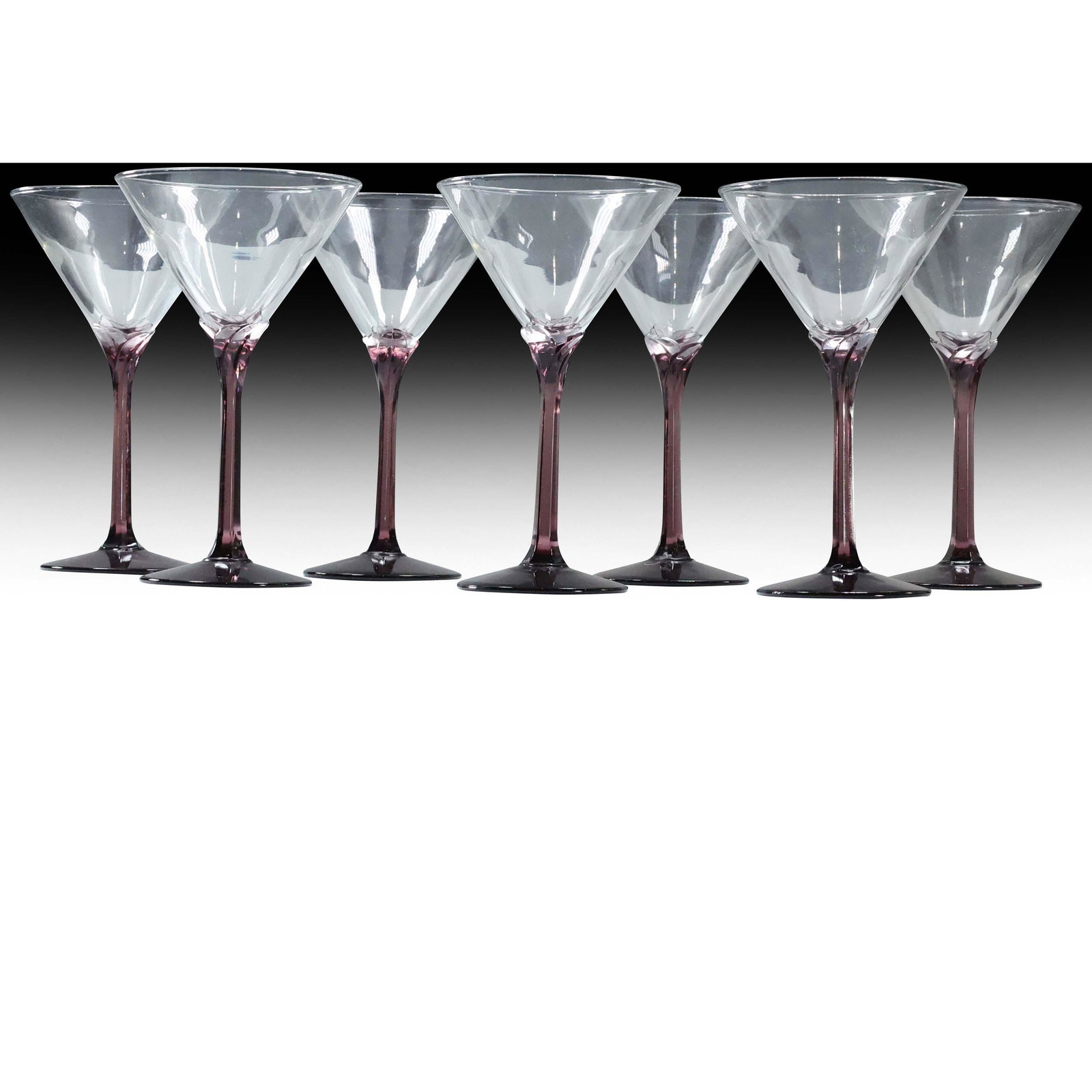 [7] Elegant Glass Martini Stemware Amethyst Stems, Base (1 of 4)