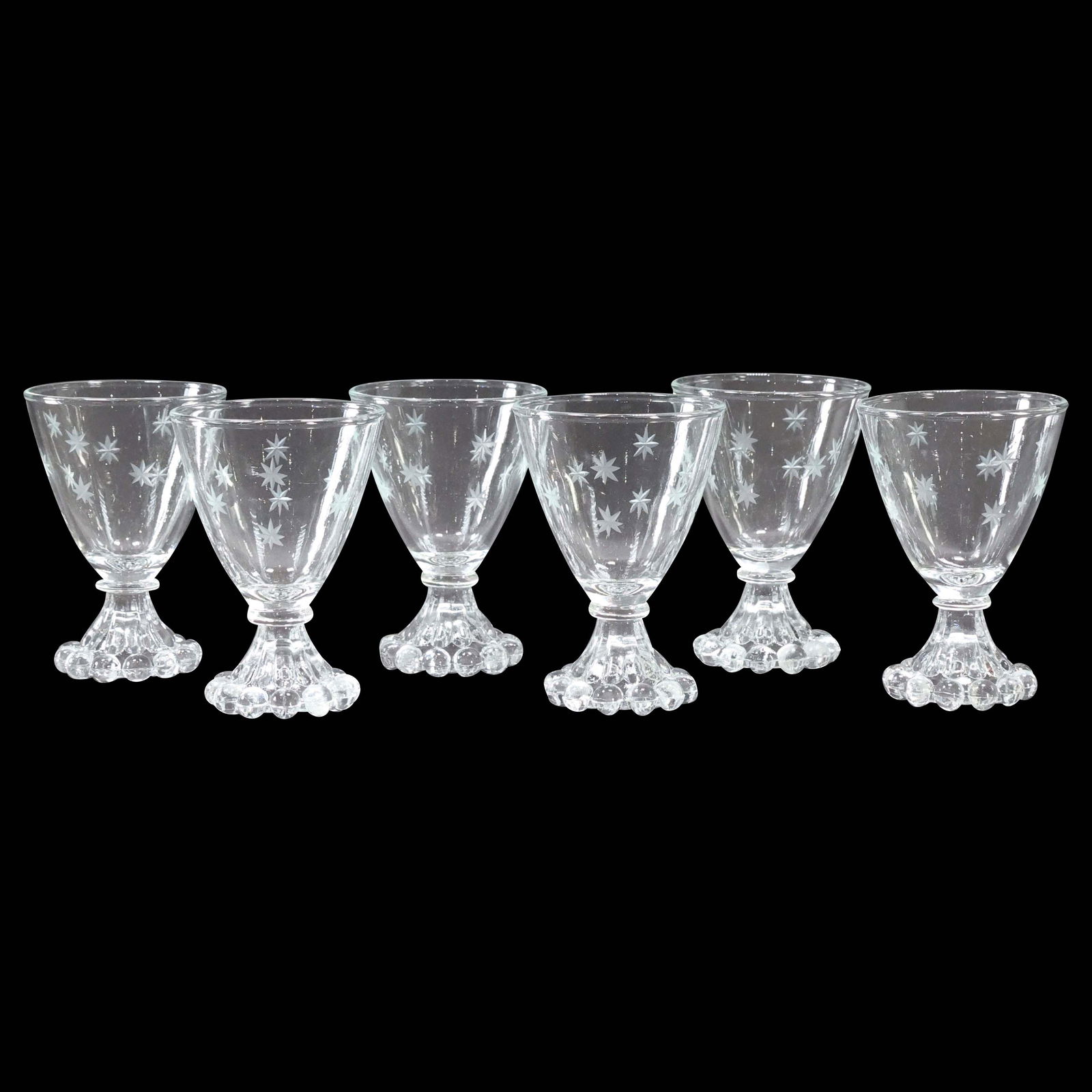 6 Fostoria Star Pattern Crystal Glass Cocktail Stemware (1 of 6)