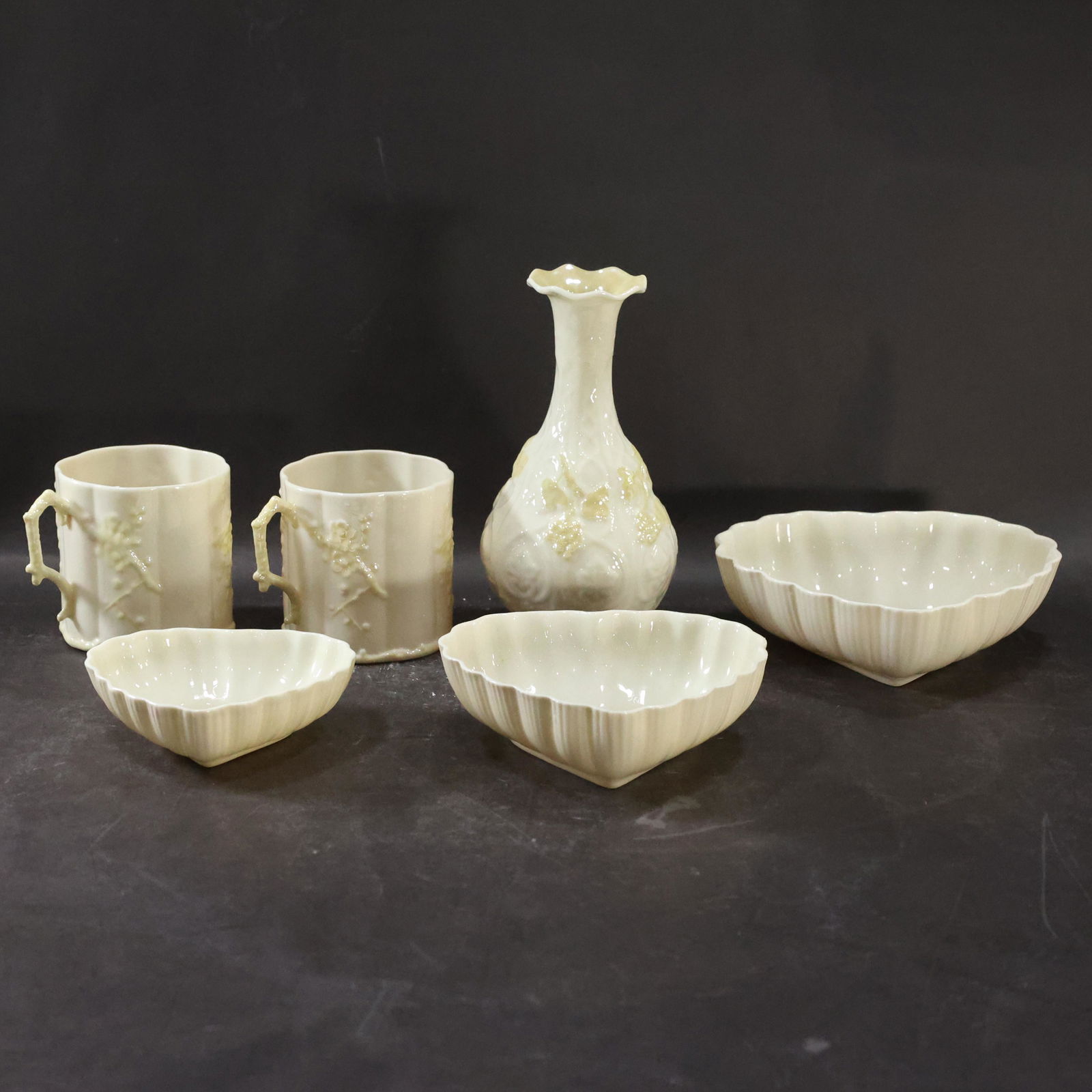 [6] Assorted Belleek Fine Porcelain Cups, Vases, Bowls (1 of 10)