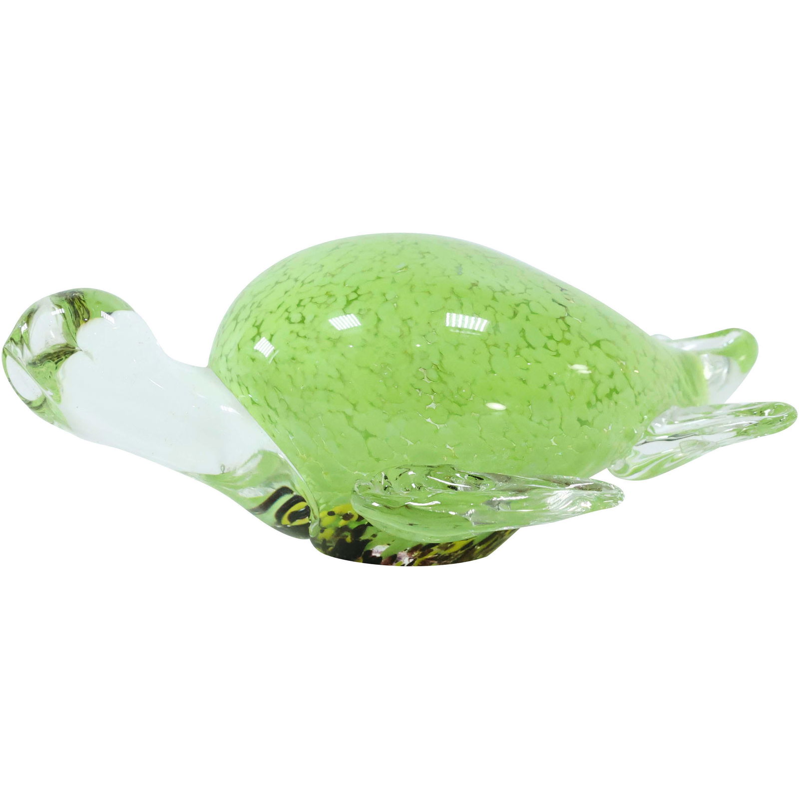 Murano Italian Art Glass Green & Clear Turtle Figure (1 of 5)