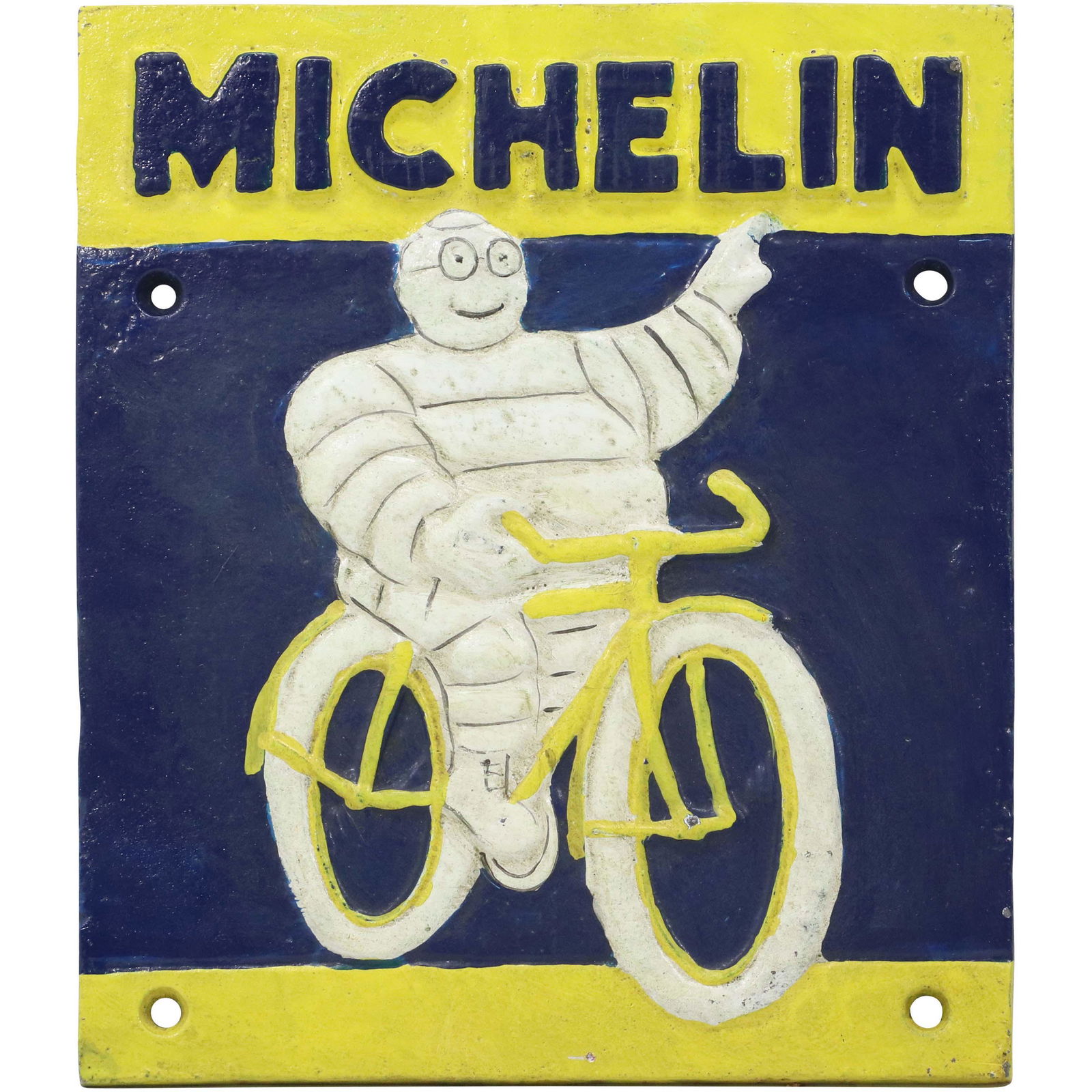 Michelin Man on a Bicycle Cast Iron Wall Plaque (1 of 8)
