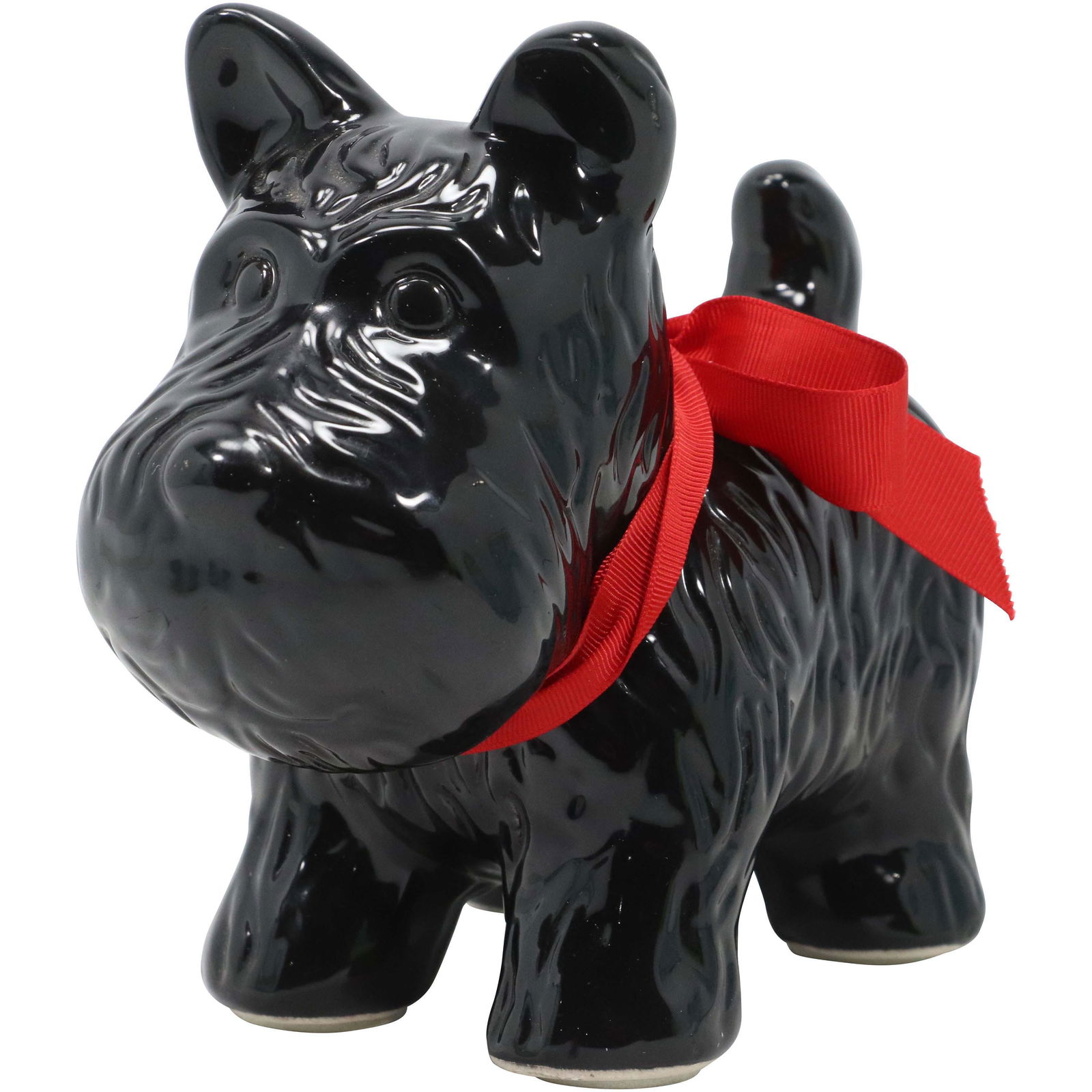 Black Glazed Ceramic Scotty Dog Figure Statue (1 of 10)