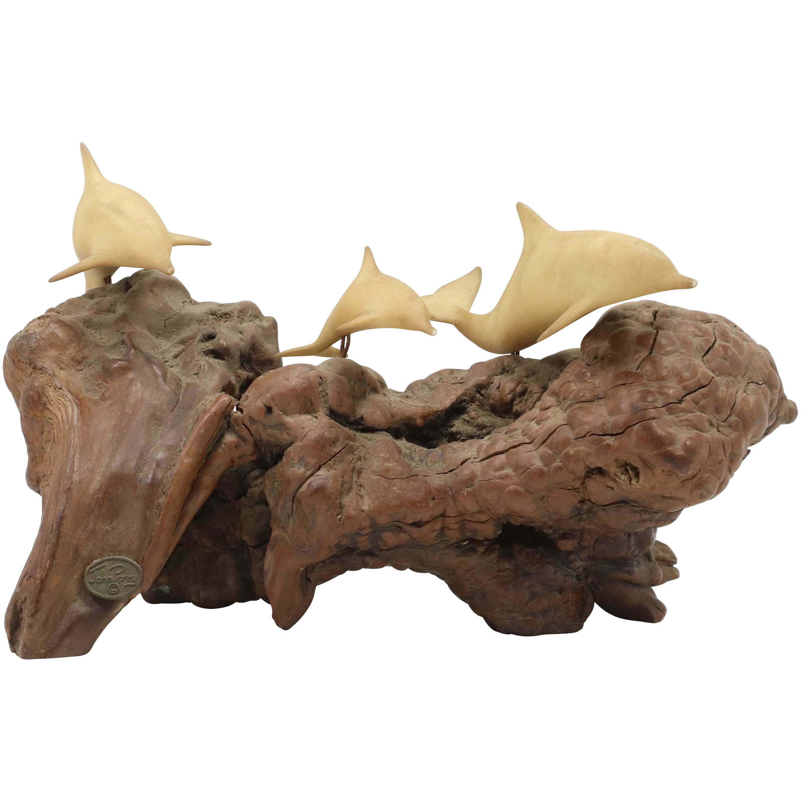 JOHN PERRY, Three Dolphins Sculpture on Drift Wood Base (1 of 9)