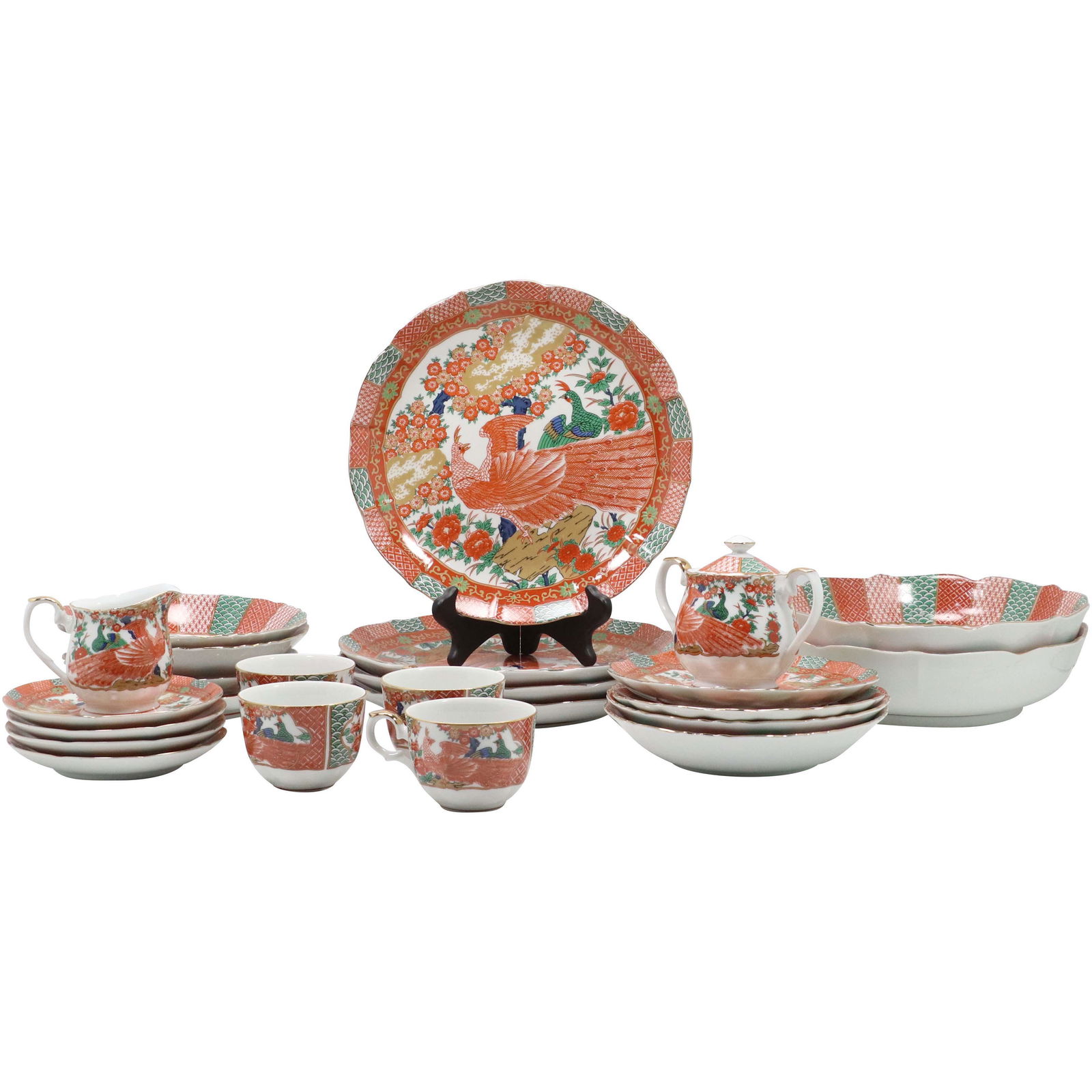 24 Pcs. Japanese "Peacock" Fine Porcelain Dinnerware (1 of 20)