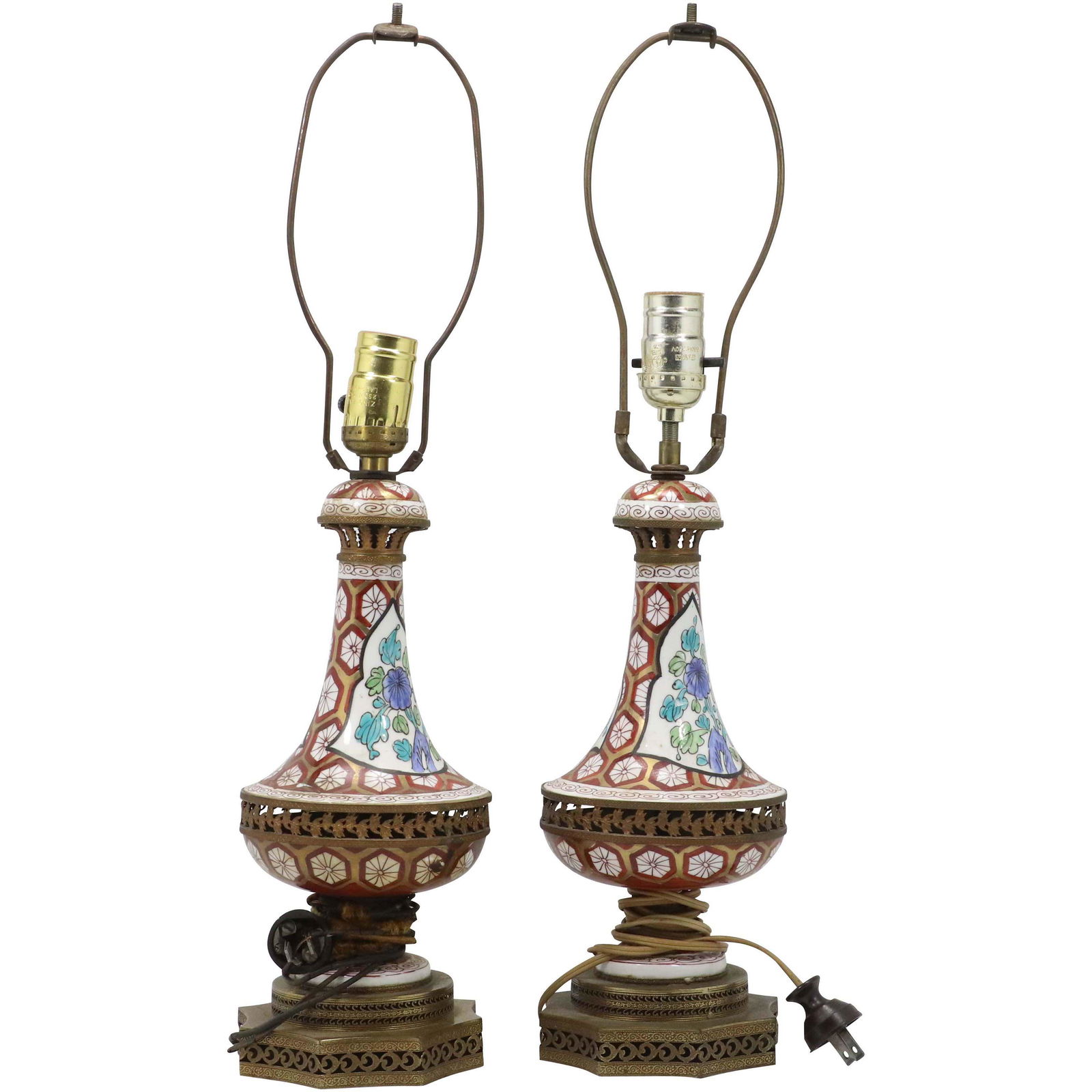 2 Quality Moorish Porcelain & Bronze Mount Table Lamps (1 of 10)