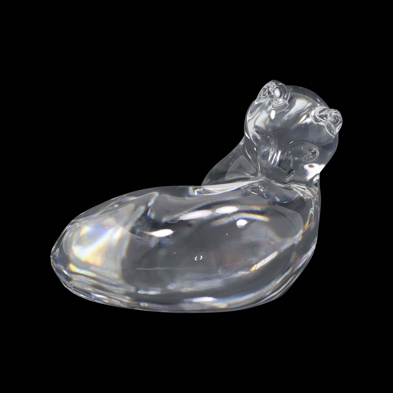 Signed BACCARAT Crystal Glass Reclining Cat Sculpture (1 of 8)