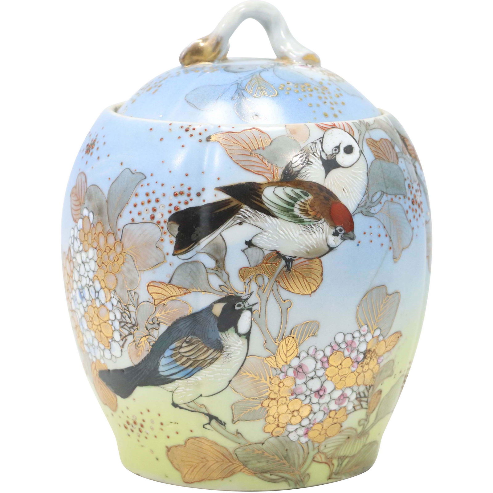 Old Japanese Satsuma Cracker Jar with Decorated Birds (1 of 20)
