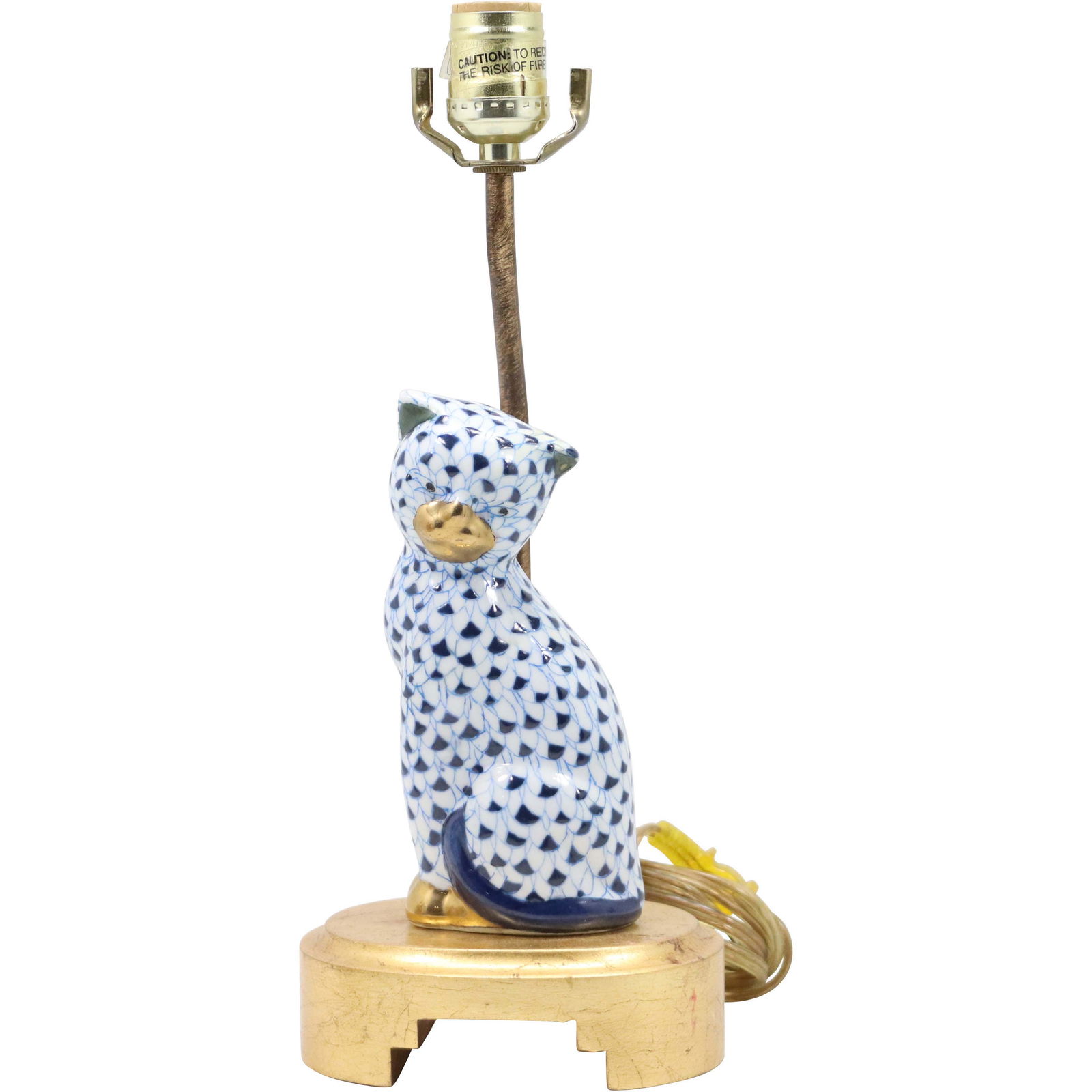 Herend Style Pattern Porcelain Cat Figure Statue Lamp (1 of 6)