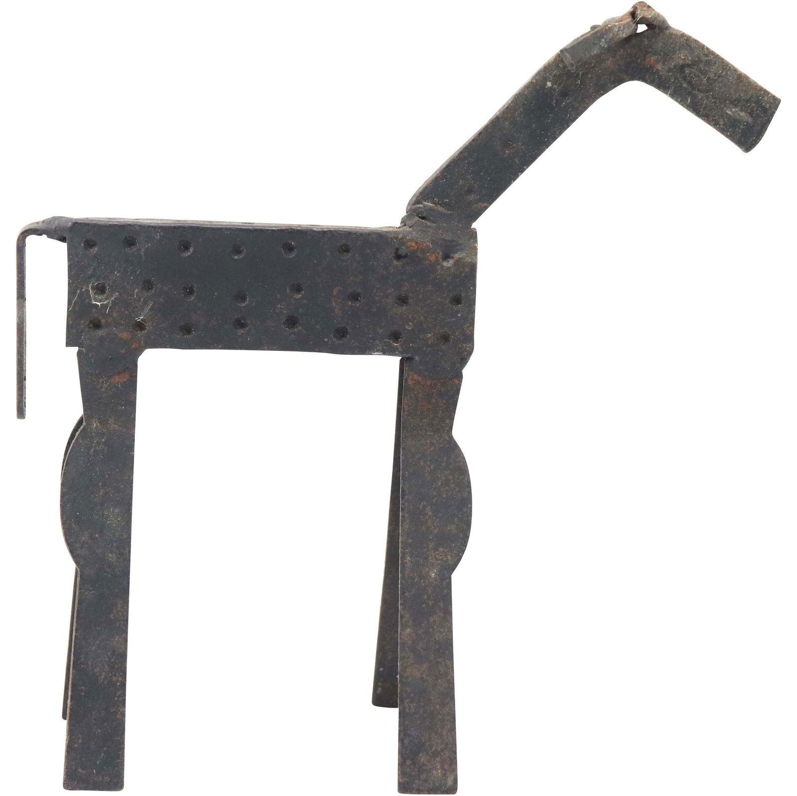 Folk Art Welded Iron Horse Figure Sculpture: Folk Art Welded Iron Horse Figure Sculpture. size: 6h 5.75w