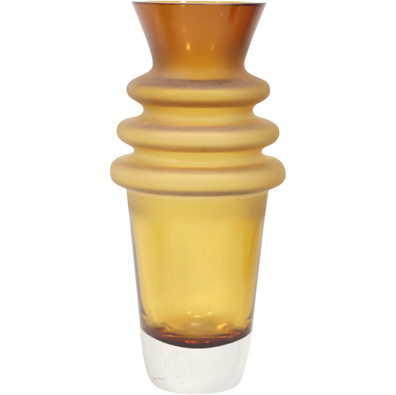 Mid-Century Modern Amber Glass Vase Weighted Base (1 of 7)