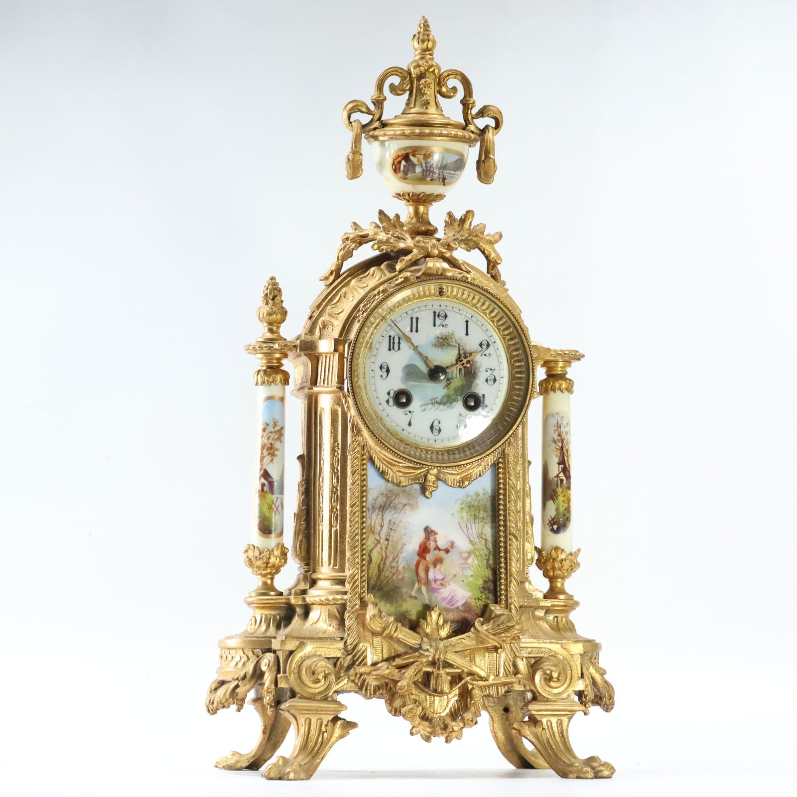 Ornate French Bronze Sevres Porcelain Panel, Dial Clock (1 of 20)