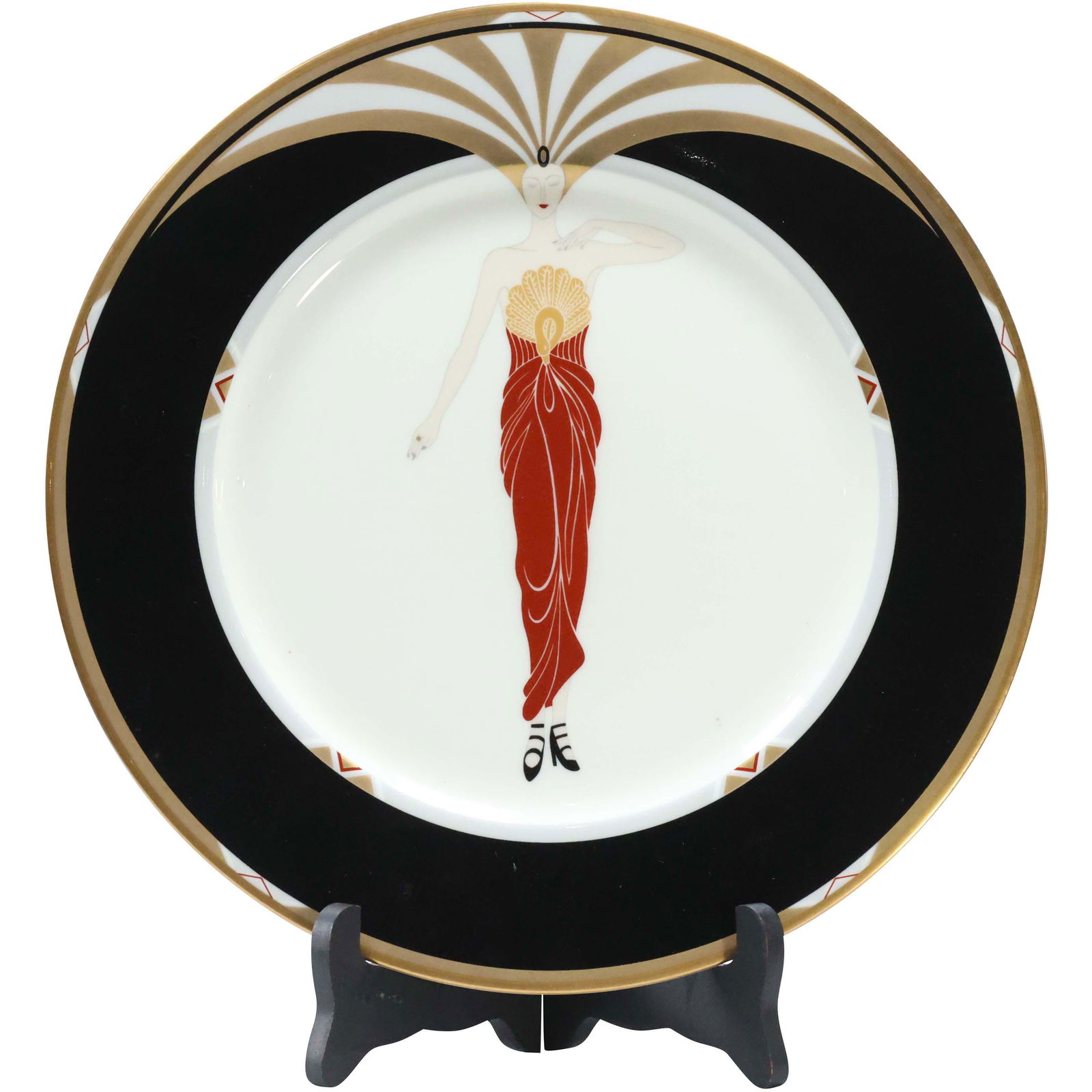 ERTE "Le Soleil Ebony" Fine Porcelain Figurative Plate (1 of 8)