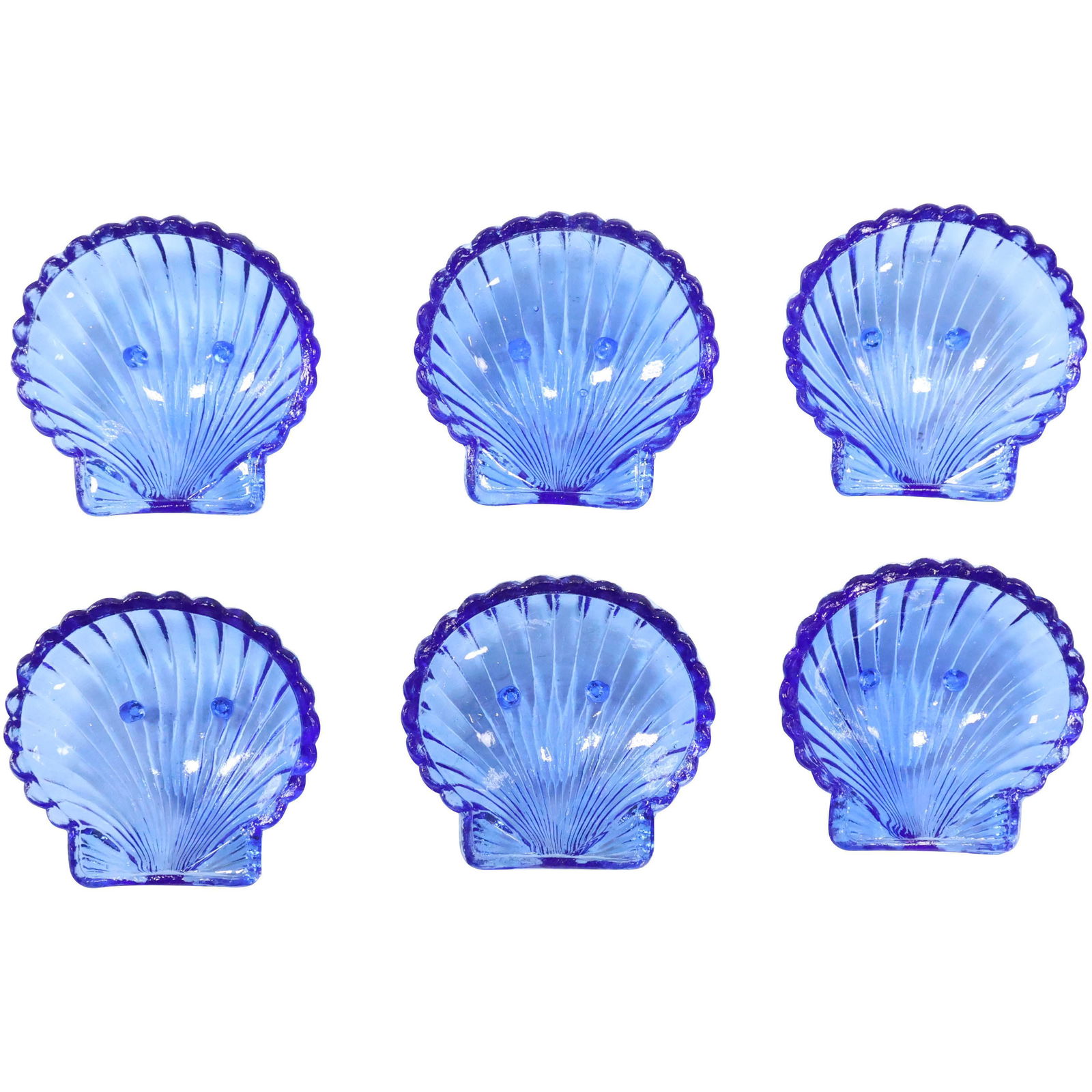 [6] Vintage Cobalt Blue Seashell Small Glass Dishes (1 of 6)