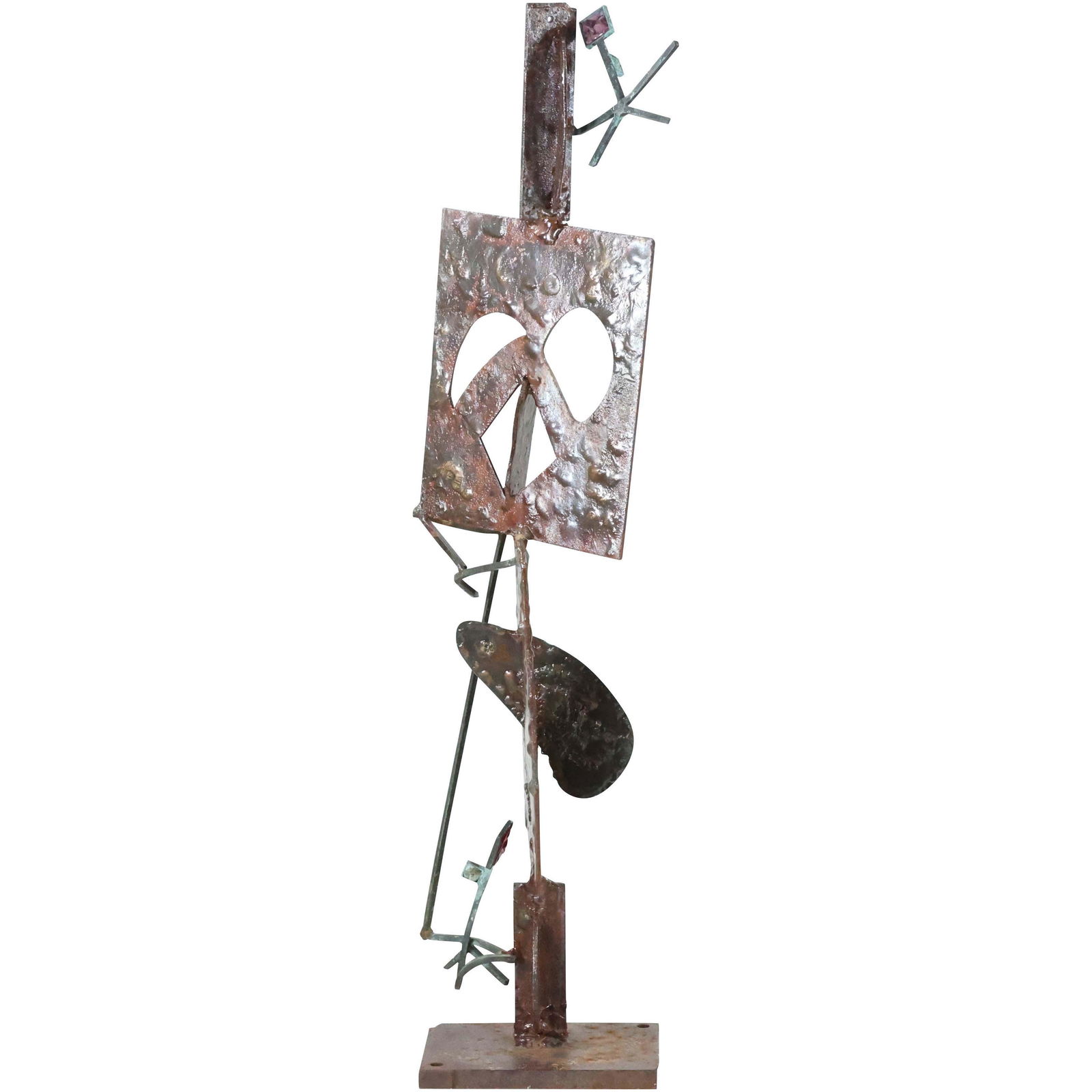 David Smith manner of Modernist Cut-Out Metal Sculpture: David Smith(manner of); Modernist Cut-Out Metal Sculpture. Modernist cut-out and welded metal sculpture. Figure of a Man. In the manner of David Smith; 41in.H. x 10.5in.W.