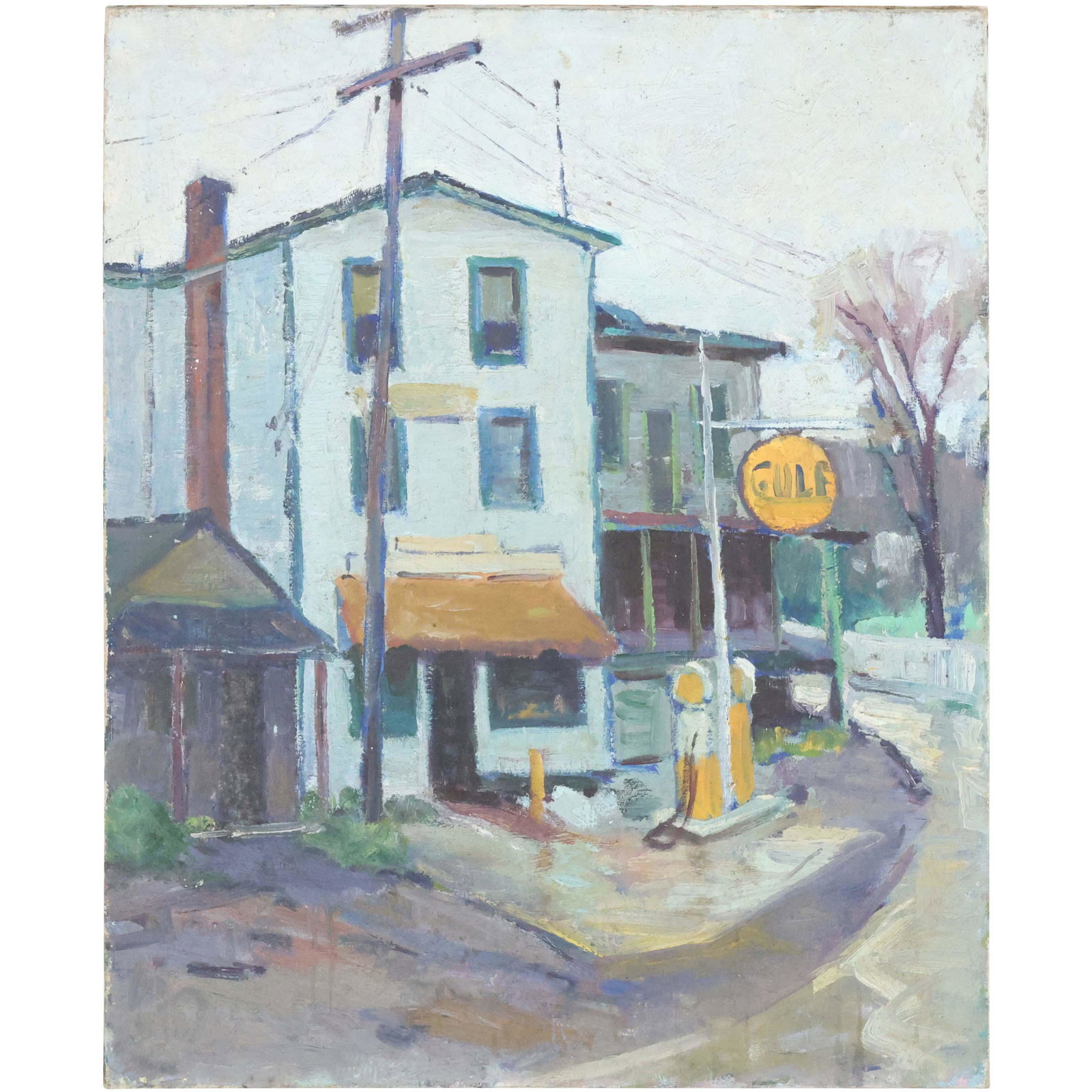 American School; Oil - Below New Hope, Pa.: American School; Oil - Below New Hope, Pa.Oil on canvas. Below New Hope. Inscribed with title on stretcher. Circa 1930's-40's; 24in. X 20in.