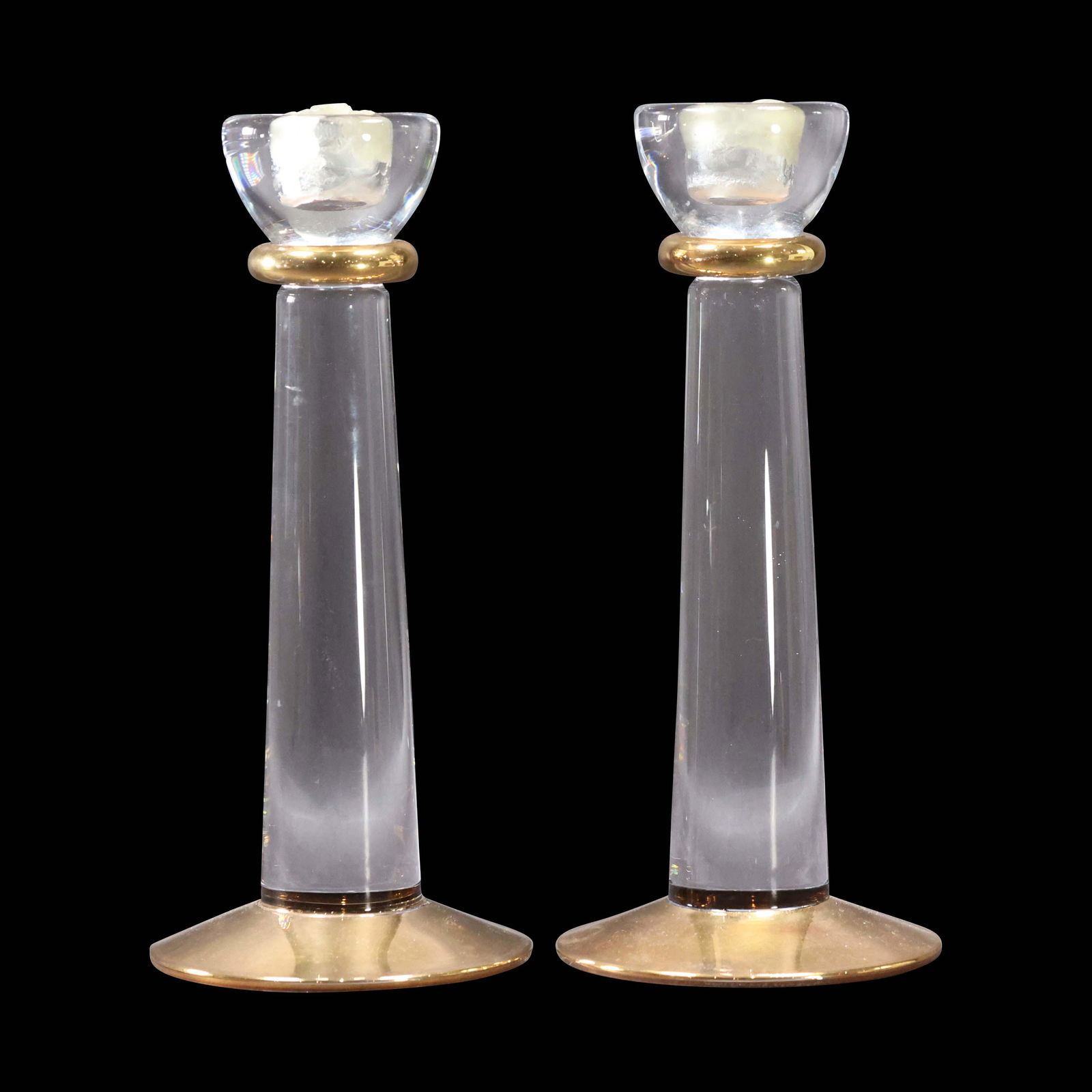 [2] KOSTA BODA , A. EHRNER Gold & Crystal Candlesticks (1 of 6)