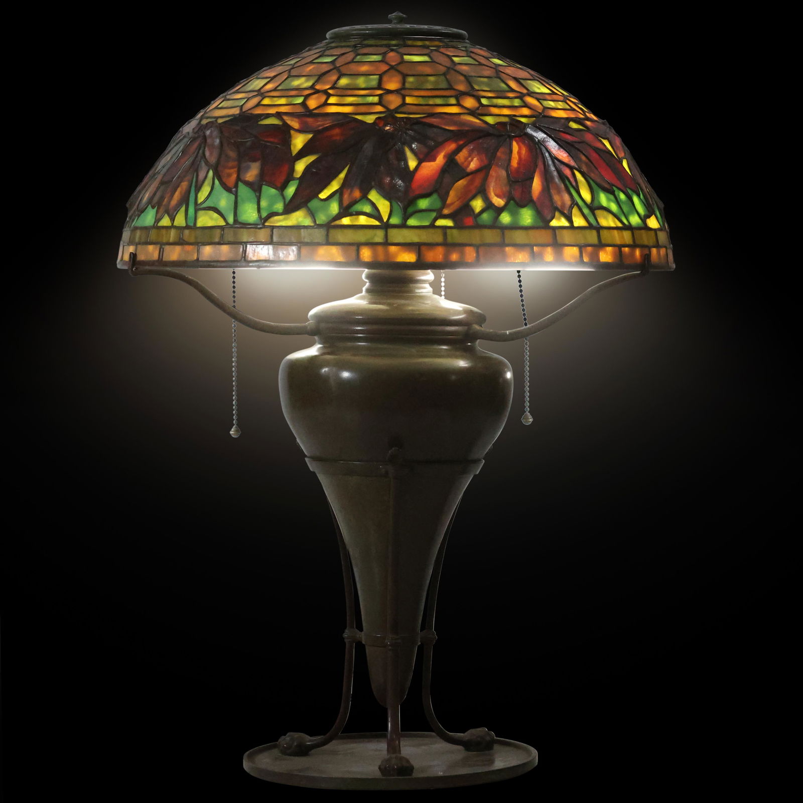 Tiffany Studios Poinsettia Lamp Signed Shade & Base (1 of 20)