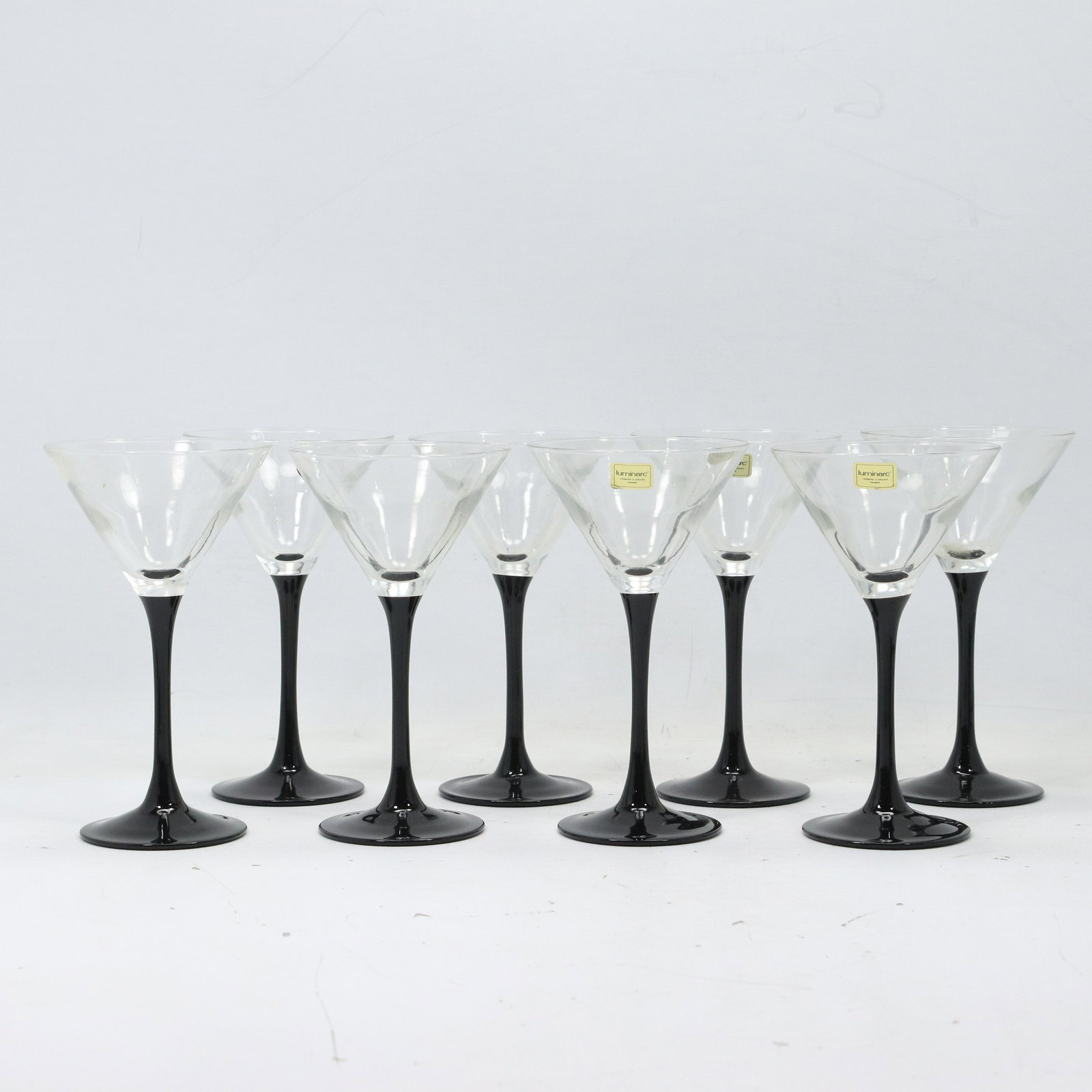[8] LUMINARC France Martini Glasses Black Stem & Base (1 of 8)