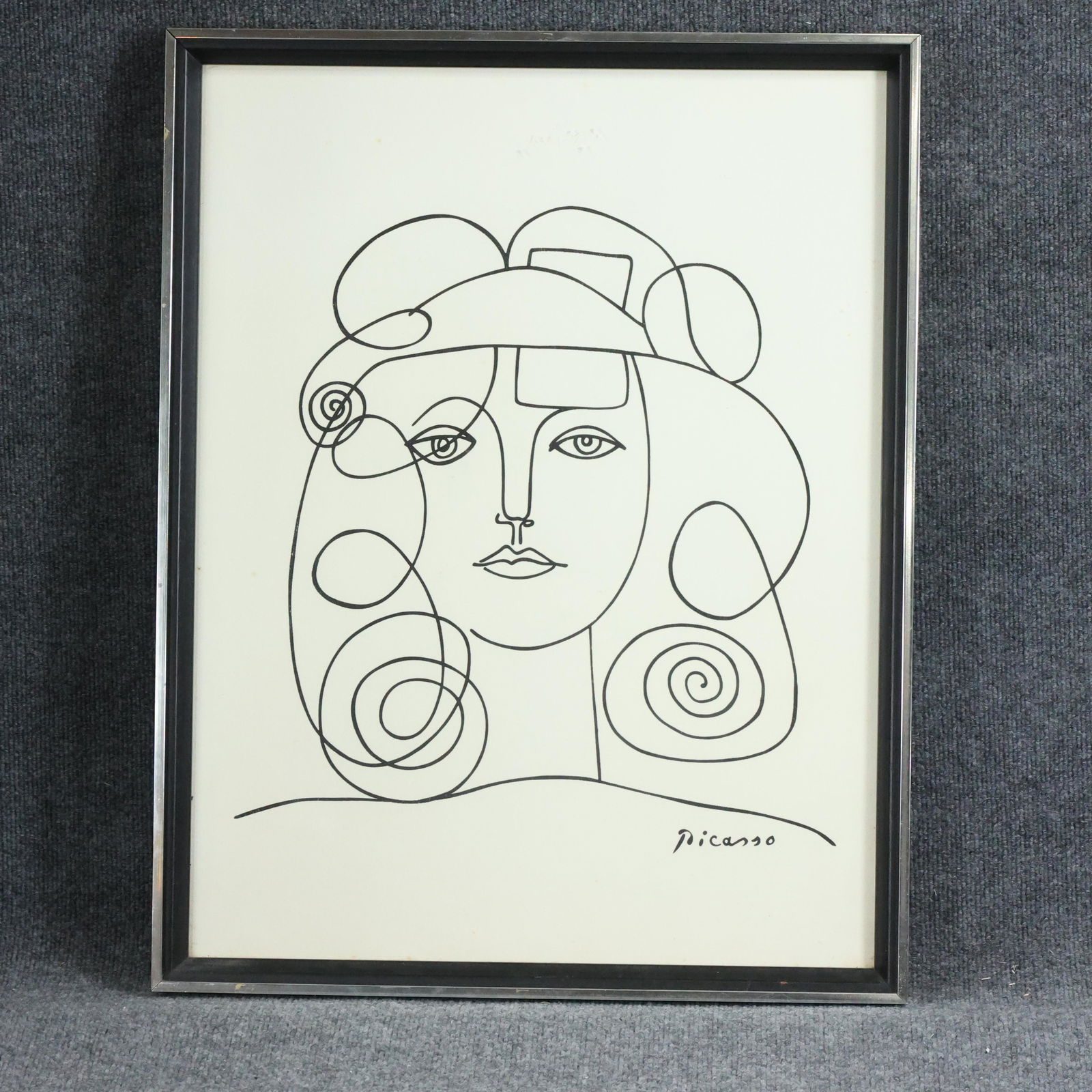 Pablo Picasso Black Lines Woman Portrait Lithograph (1 of 9)