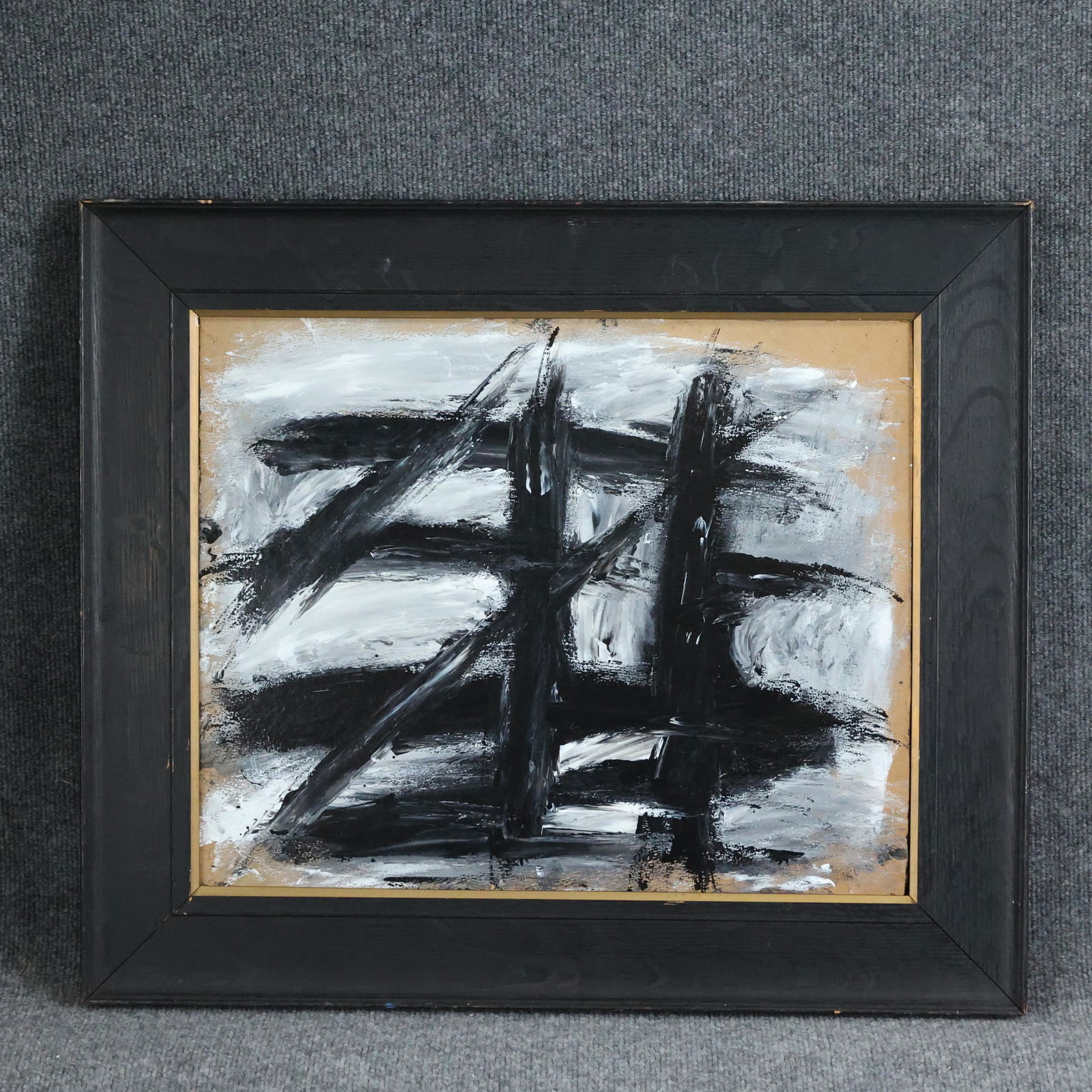 FRANZ KLINE attributed, Black Lines White Oil Painting (1 of 7)