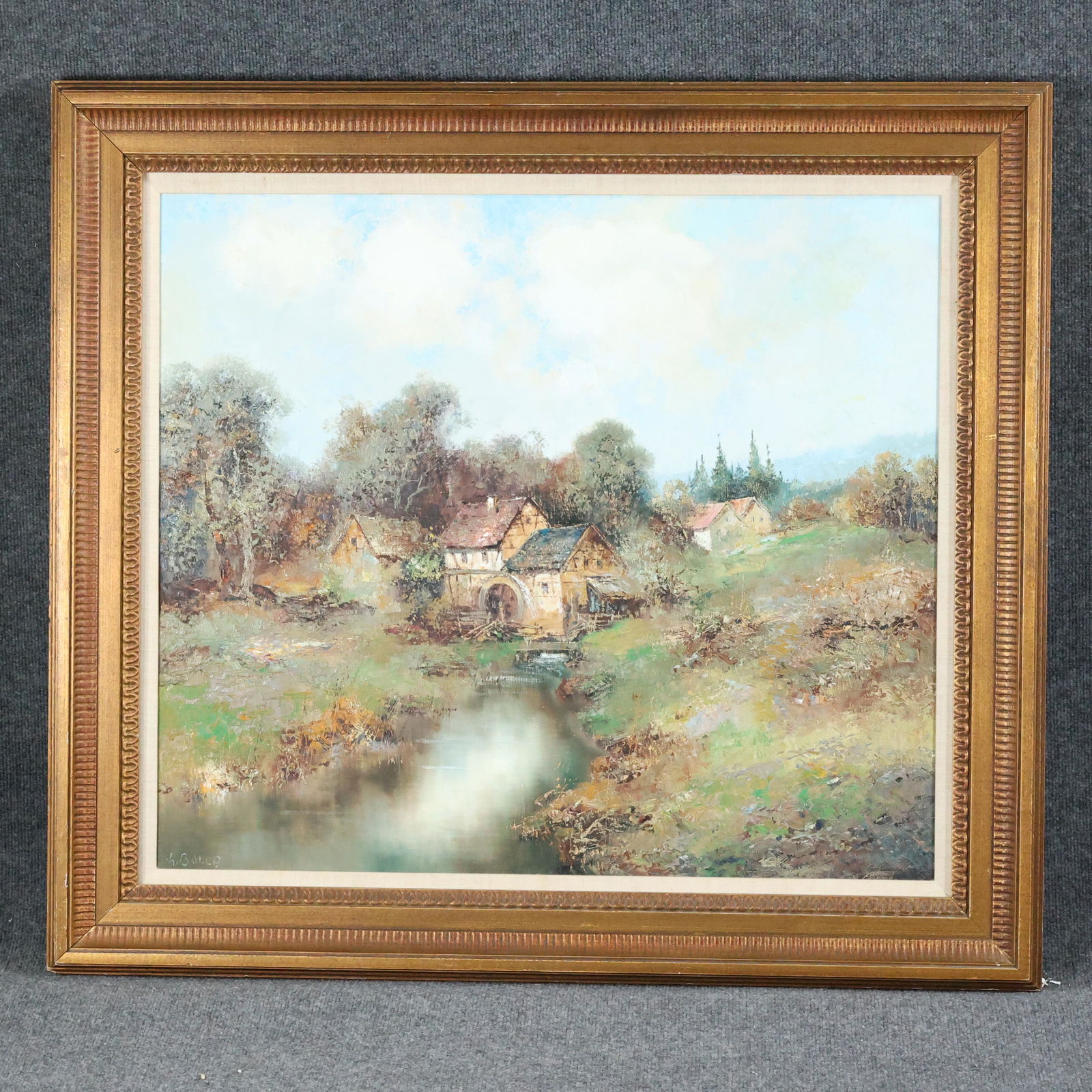 L BAUER, Fine Oil/c Gristmill in Landscape Painting (1 of 10)