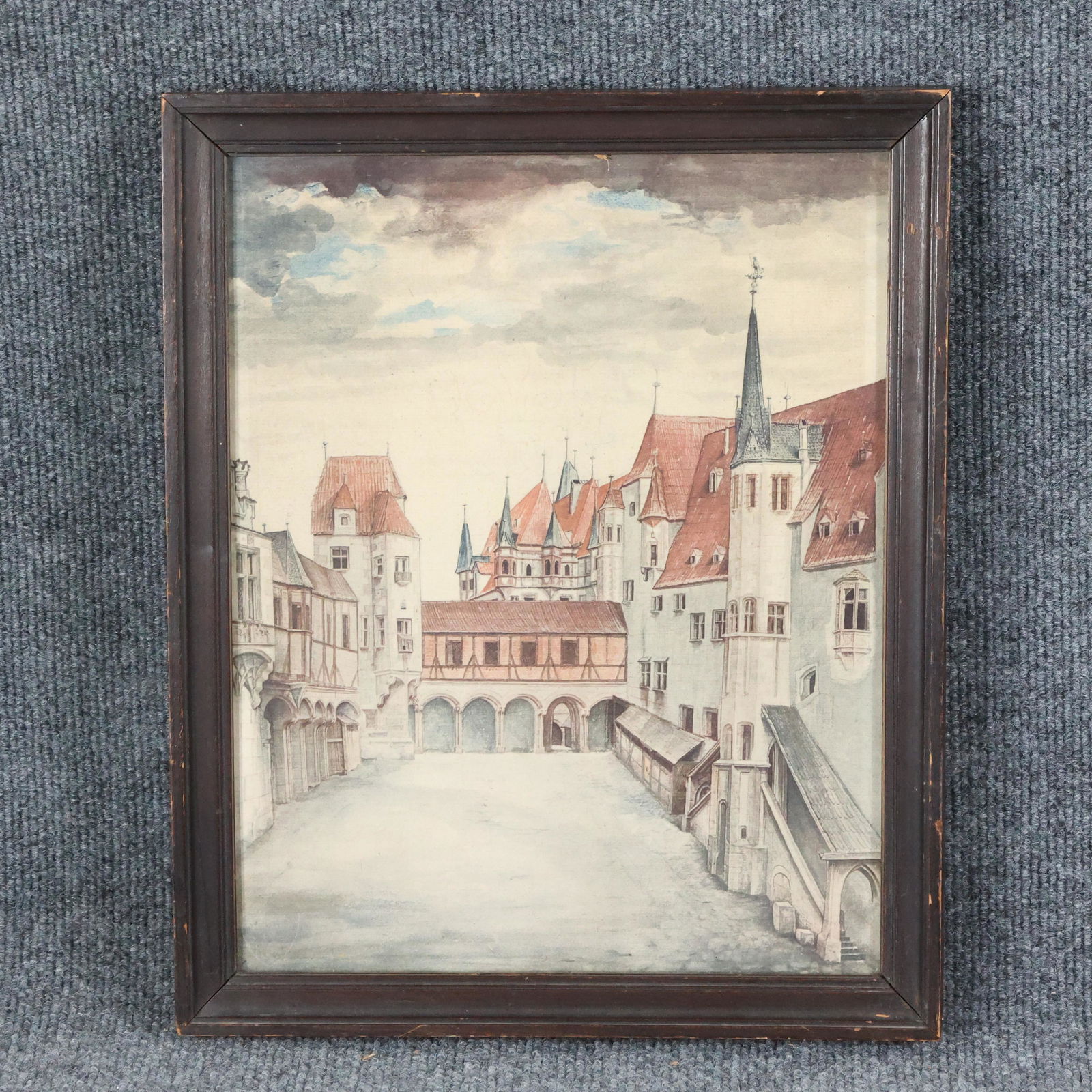 Albrecht Durer, Watercolor, Town Square, Verso Writing (1 of 9)