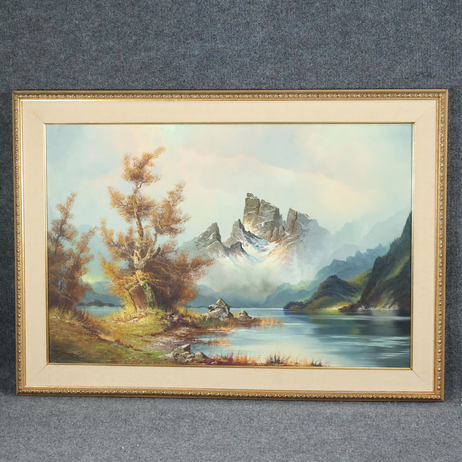Wimer, 20th C. Oil Painting Lake Mountains Landscape (1 of 9)