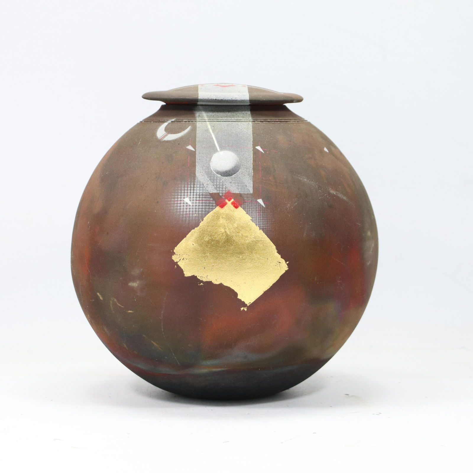 Carlson Hall Raku Modern Studio Art Pottery Covered Jar (1 of 9)