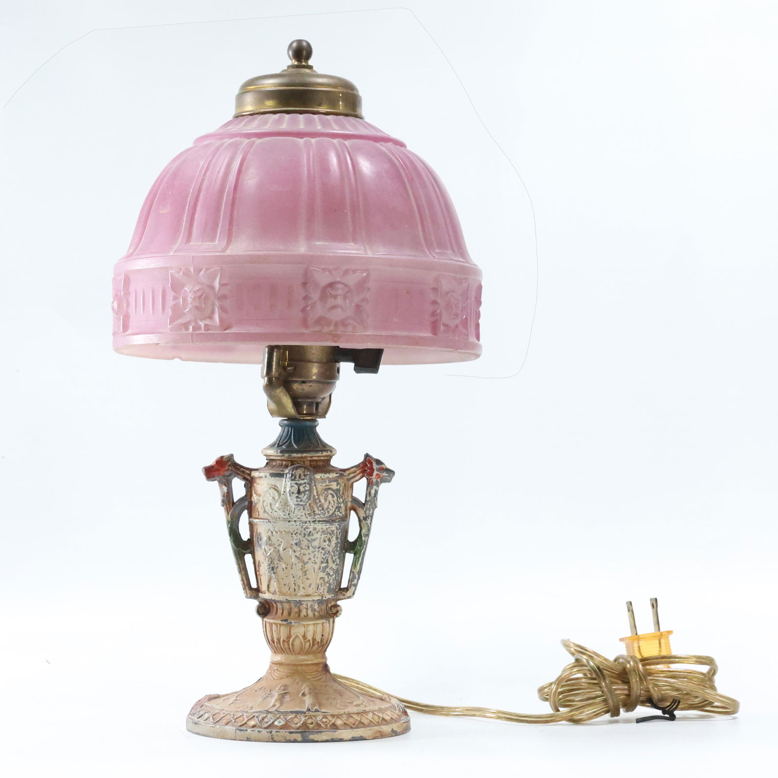 Circa 1920s Boudoir Lamp with Lavender Glass Shade (1 of 9)