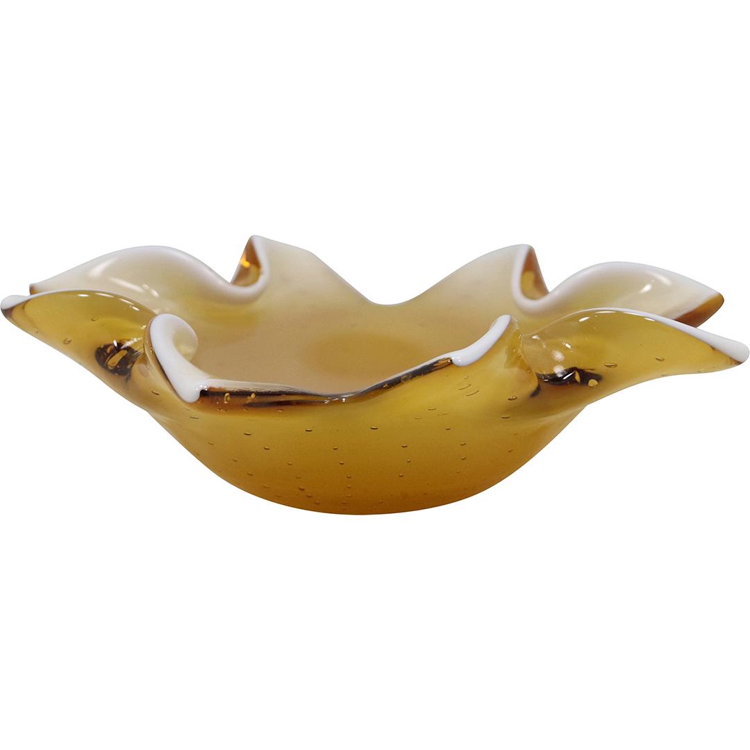 Unique Amber Art Glass 8-Point "Star" Bowl (1 of 8)