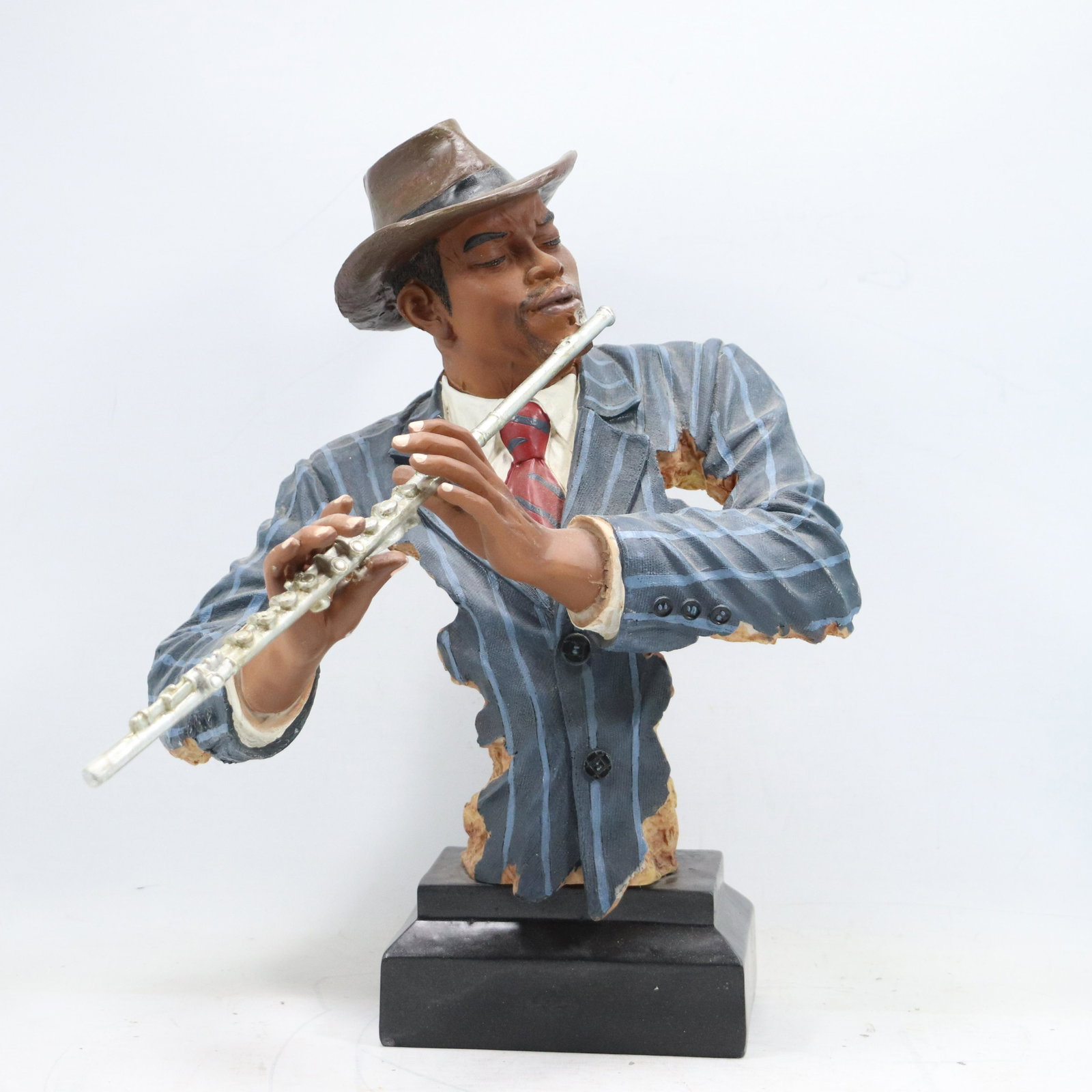 Jazz Musician Flute Player African American Figurative Sculpture: Jazz Musician Flute Player African American Figurative Sculpture. size: 15h 12w