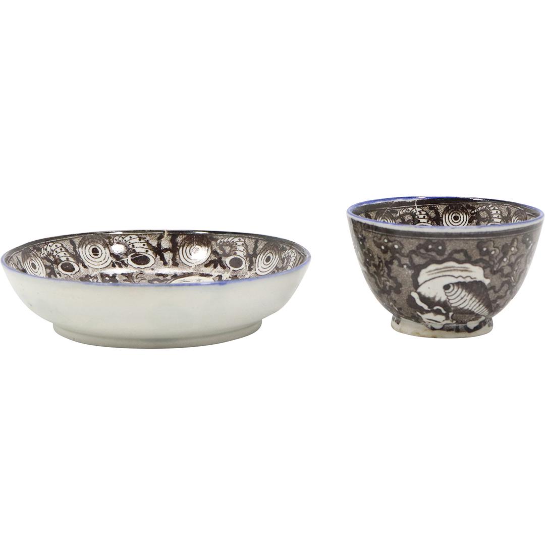 [2] Antique "Nautical" Sea Shell Pattern Soft Paste Pottery Bowls (1 of 14)