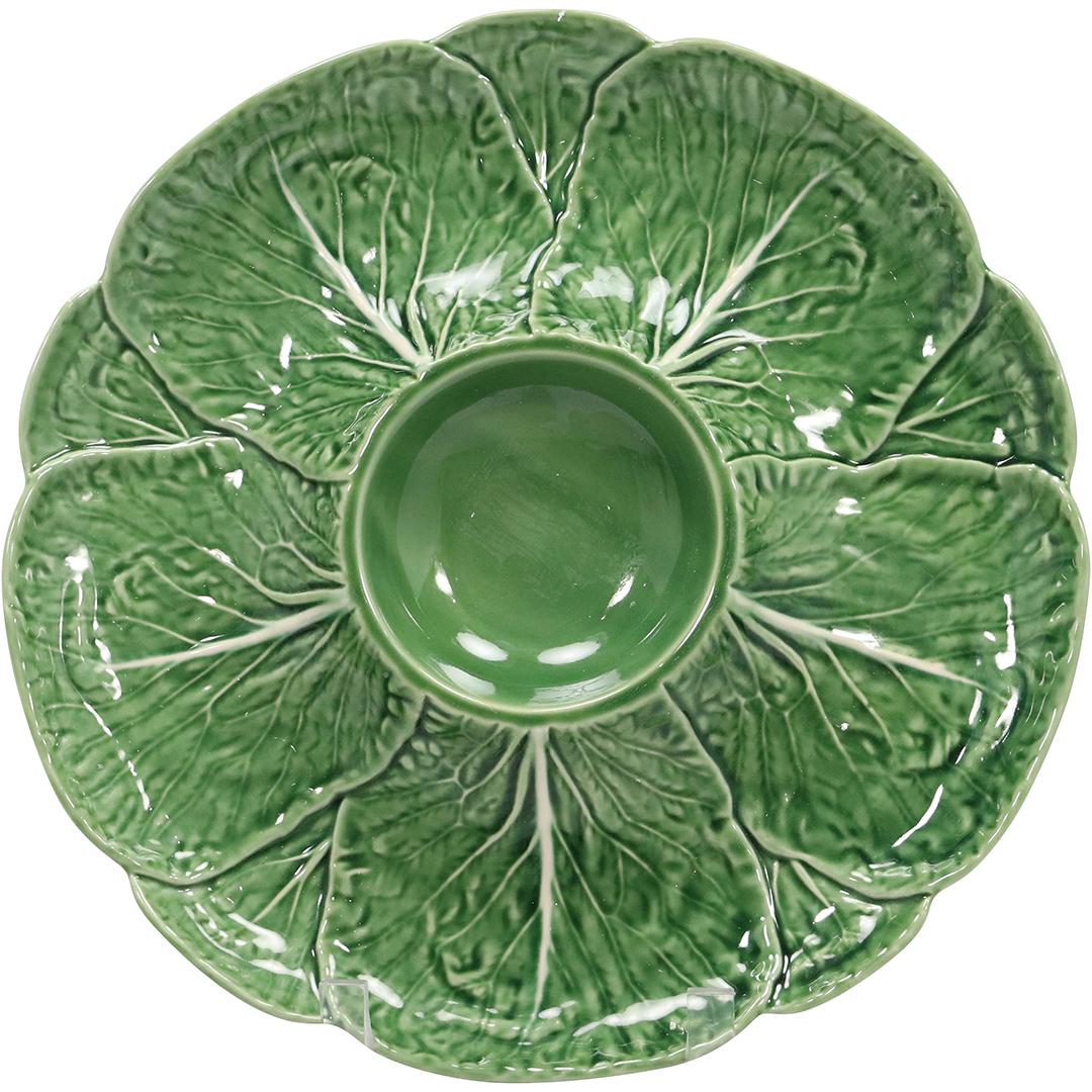 Bordallo Pinheiro Portugal Green Ceramic CABBAGE Round Serving Platter (1 of 9)