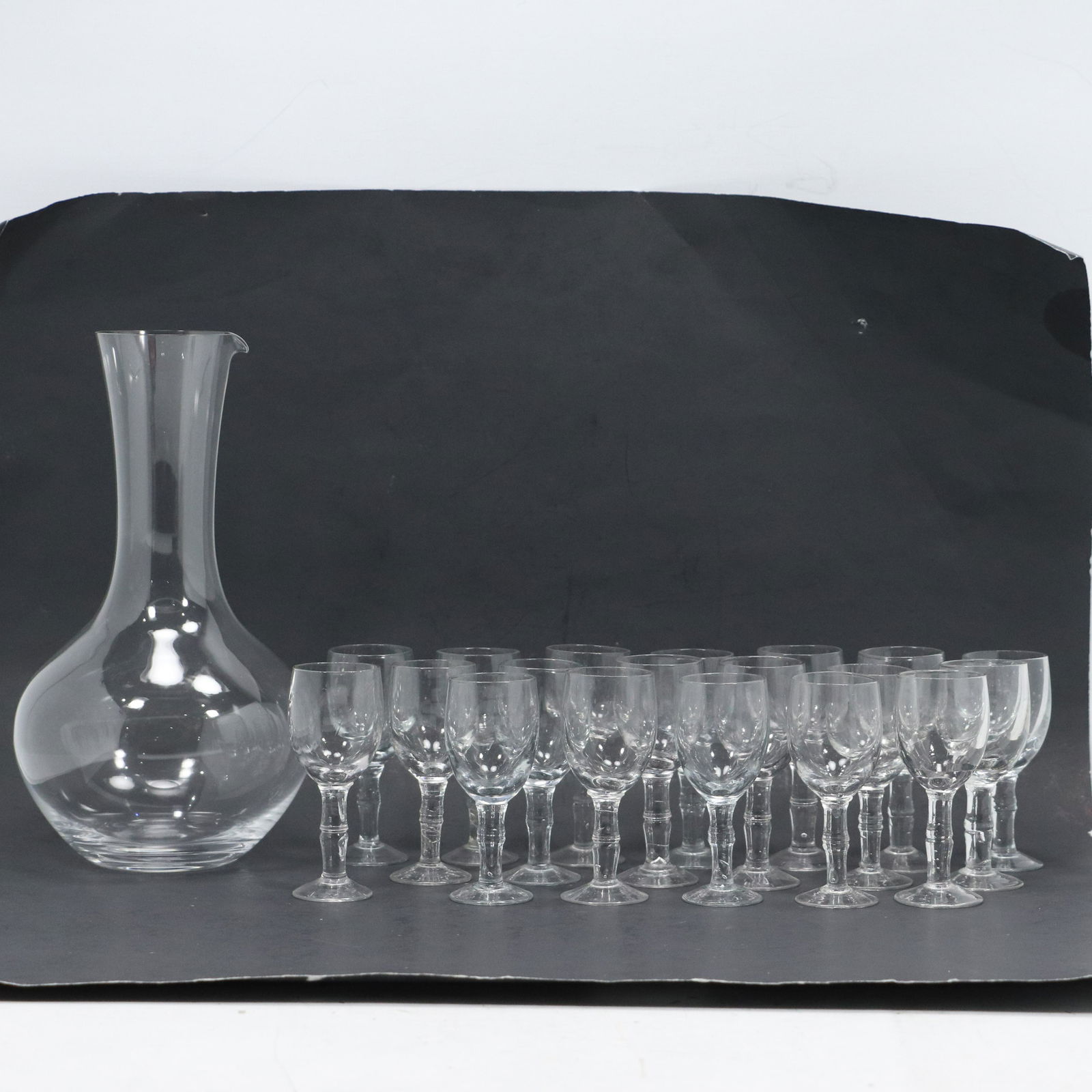 Glass Liquor Decanter and 19 Crystal Glass Cordial Stemware (1 of 13)