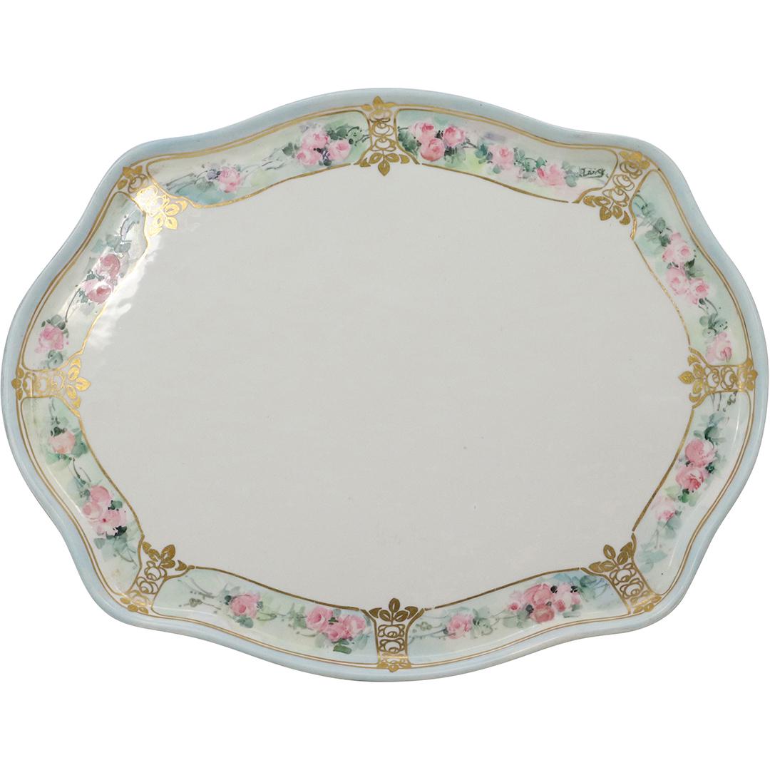 LIMOGES FRANCE Fine Porcelain Dresser Tray Flowers Border (1 of 9)