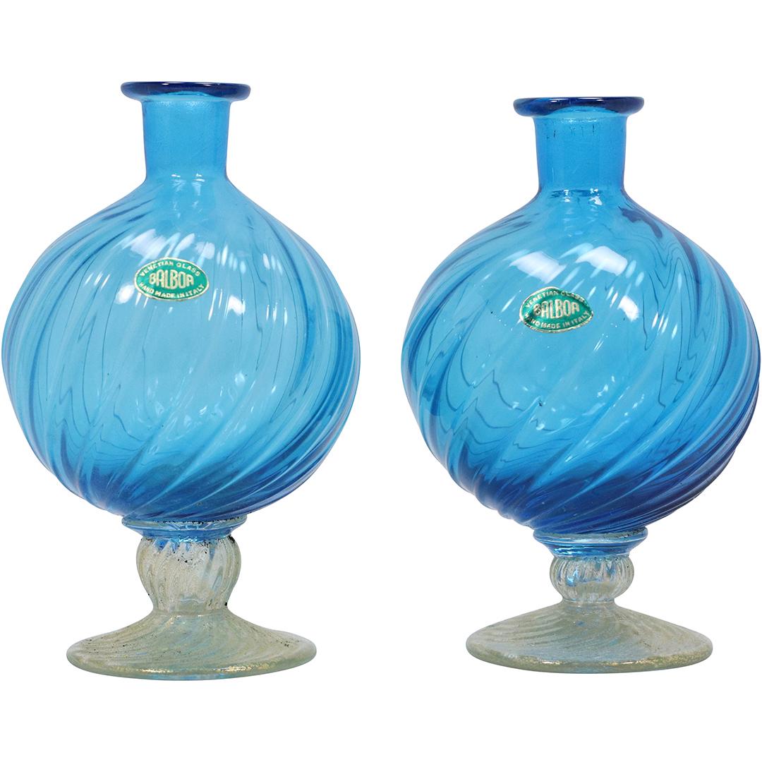 [2] BALBOA Italian Venetian Glass Blue Cologne Bottles (1 of 8)