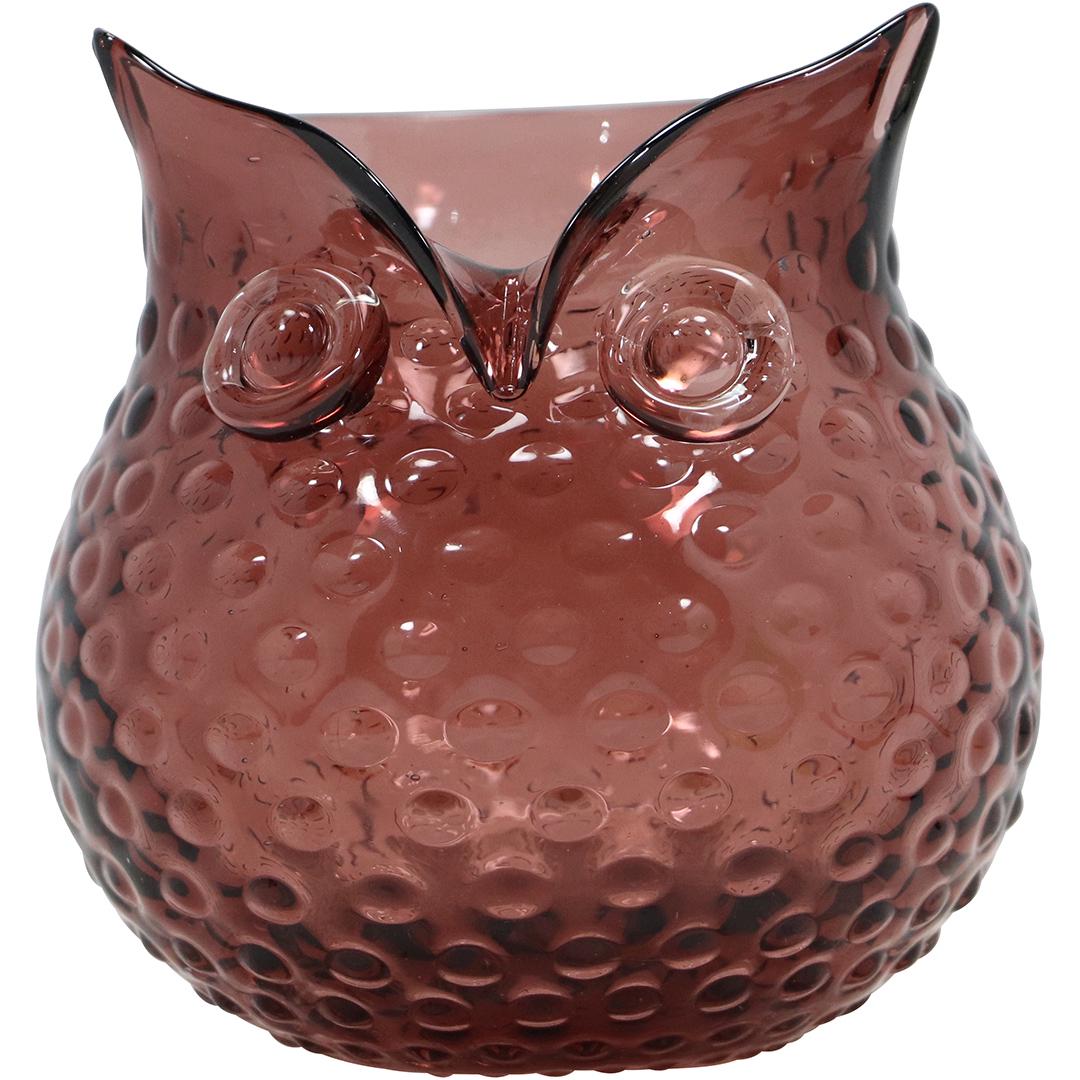 OWL Figurative Amethyst Glass Jar / Vase: OWL Figurative Amethyst Glass Jar / Vase. size: 6.25h 5.5w