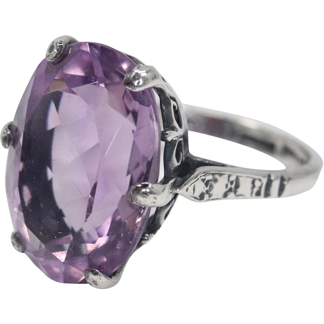STERLING SILVER Purple Amethyst Ring Size 6, Marked: Sterling England (1 of 6)