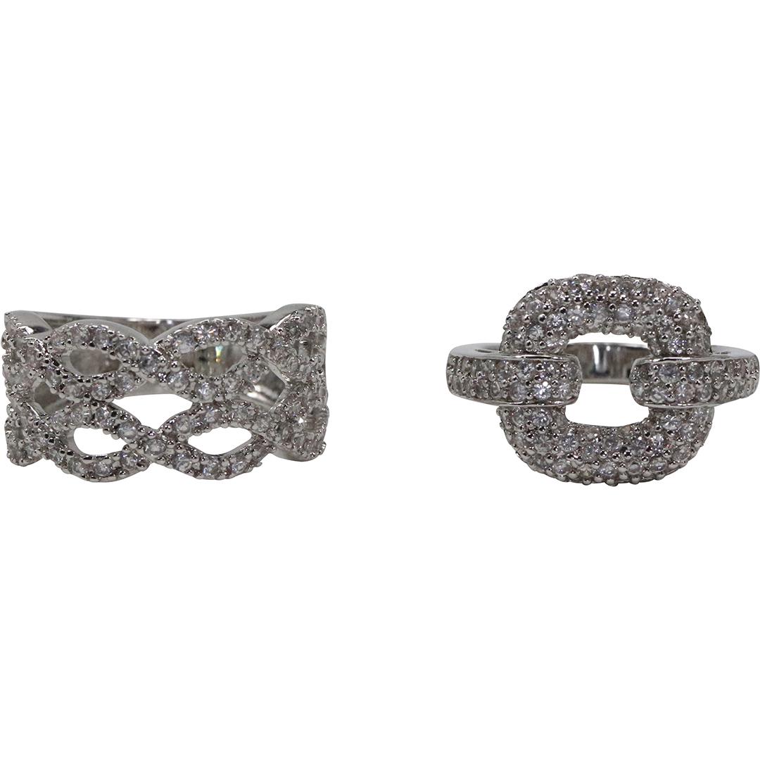.925 STERLING SILVER CZ Evening Ring Size 5 & .925 STERLING Band Ring Size 6: .925 STERLING SILVER CZ Evening Ring Size 5, marked 925, size 3/4 in. x 1/2 in. & .925 STERLING Band Ring Size 6, marked 925, size 7/8 in. x 3/8 in.