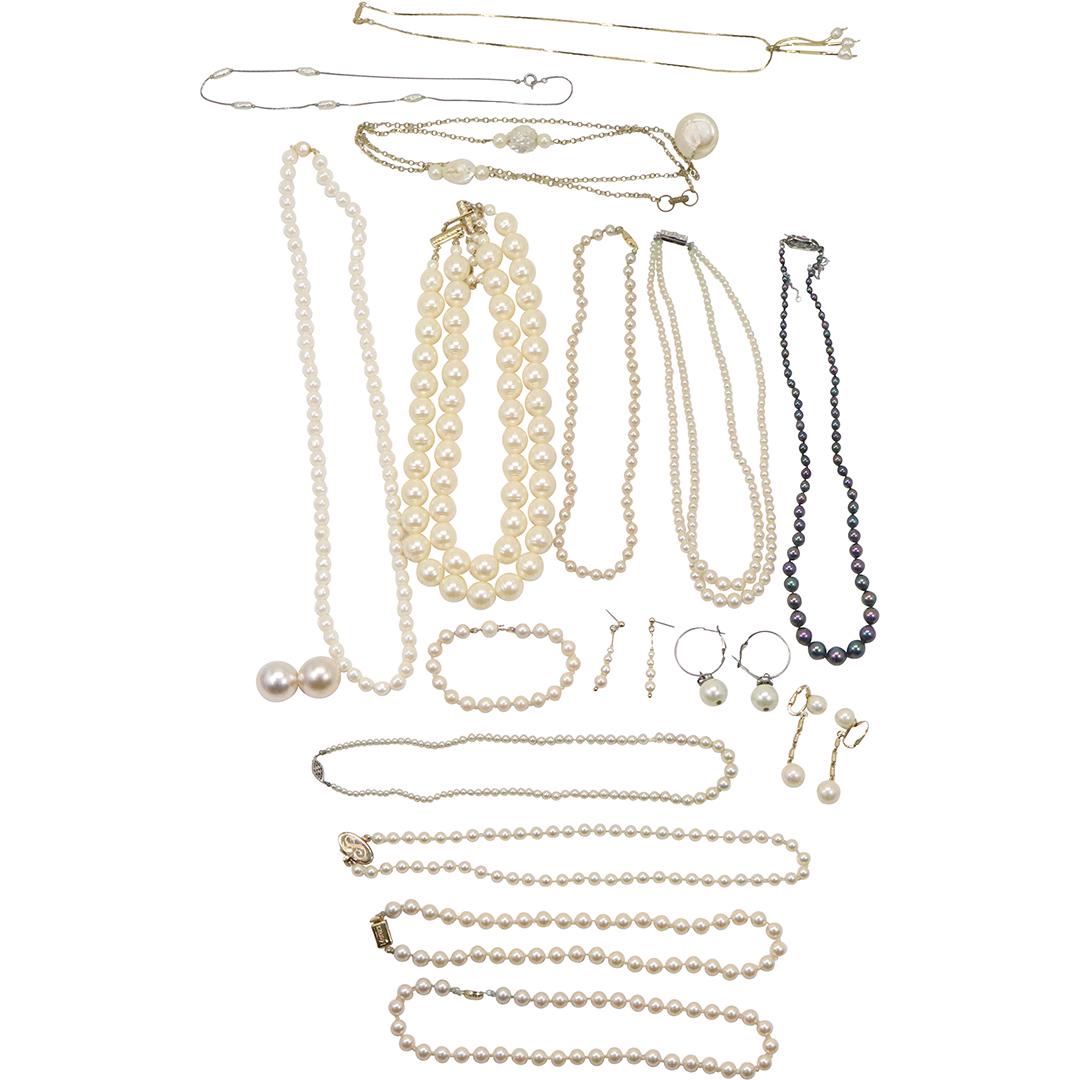 [10] TEN PC. Estate Grouping Assorted Pearl Necklaces, Bracelets, Earrings (1 of 18)