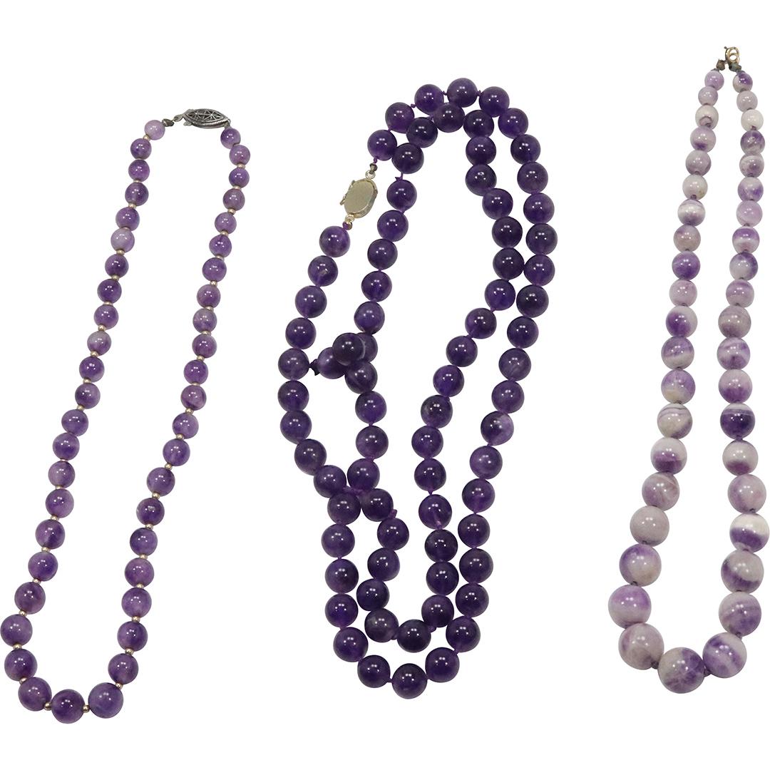 [3] THREE Assorted AMETHYST BEAD Necklaces (1 of 7)