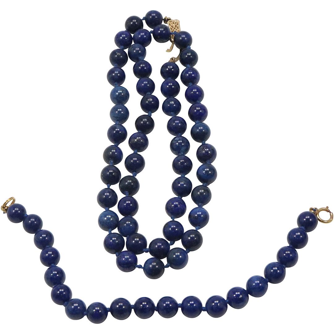 14K GOLD LAPIS Necklace & 14K GOLD LAPIS Bracelet (1 of 8)