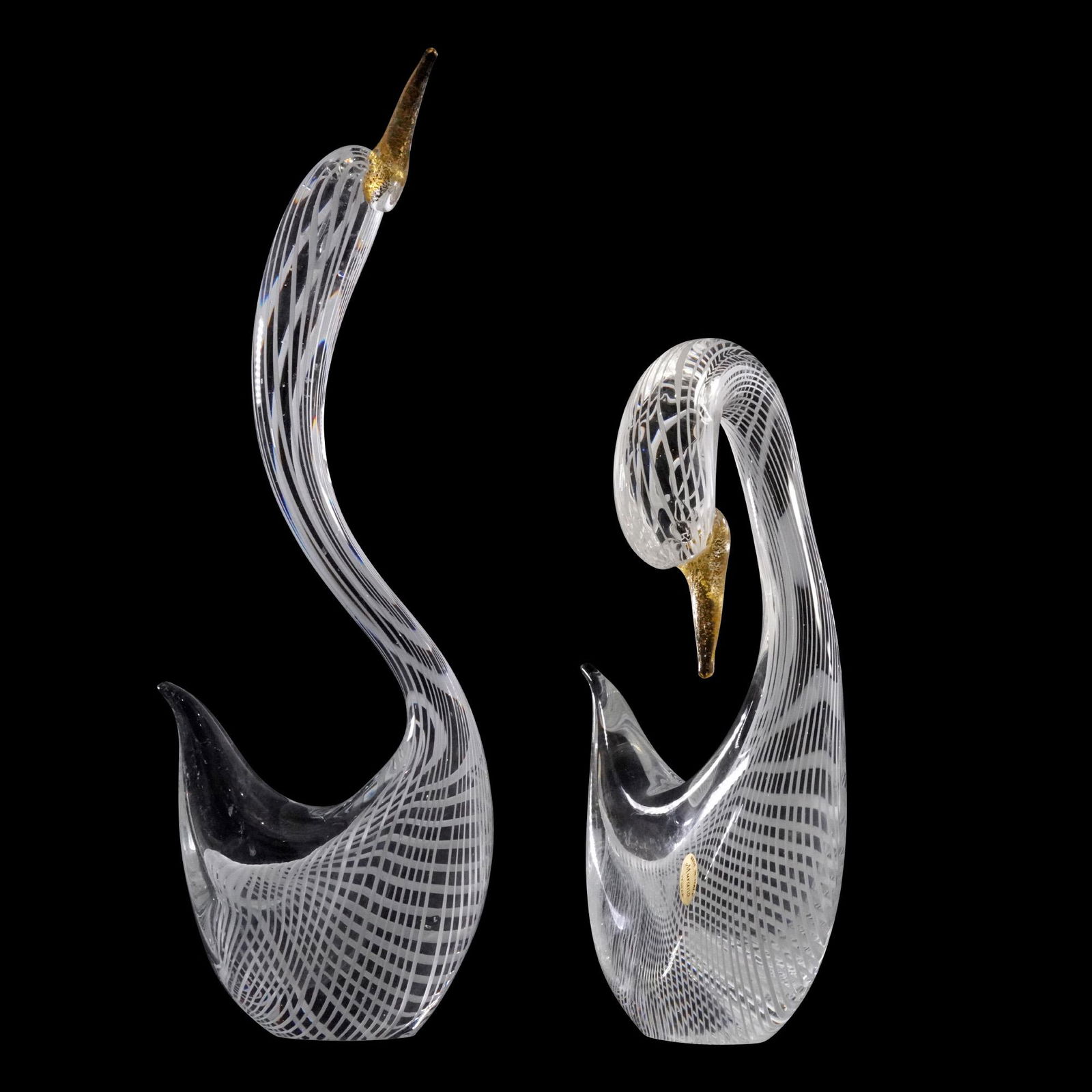 [2] Murano Venezia Art Glass SWANS Internal Lattice & Gold Dust (1 of 15)