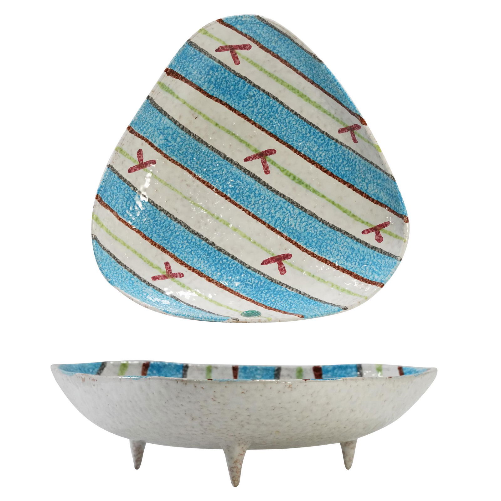 Mid-Century Modern Italian Ceramic Footed Bowl Abstract Design (1 of 12)